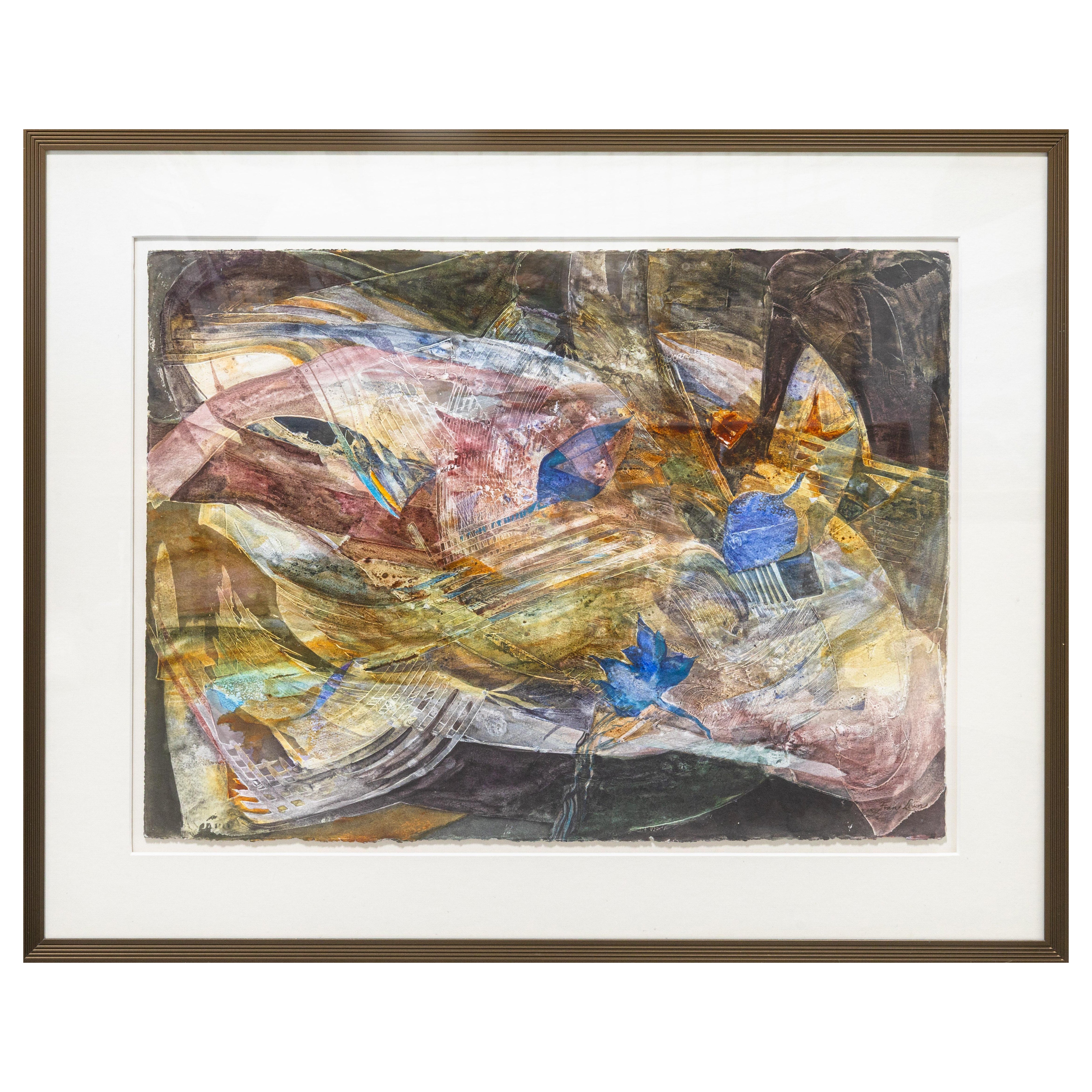 Fran Levin - Ohne Titel (Abstraktes Stilleben), ca. 1980er Jahre Signiertes Aquarell auf Papier