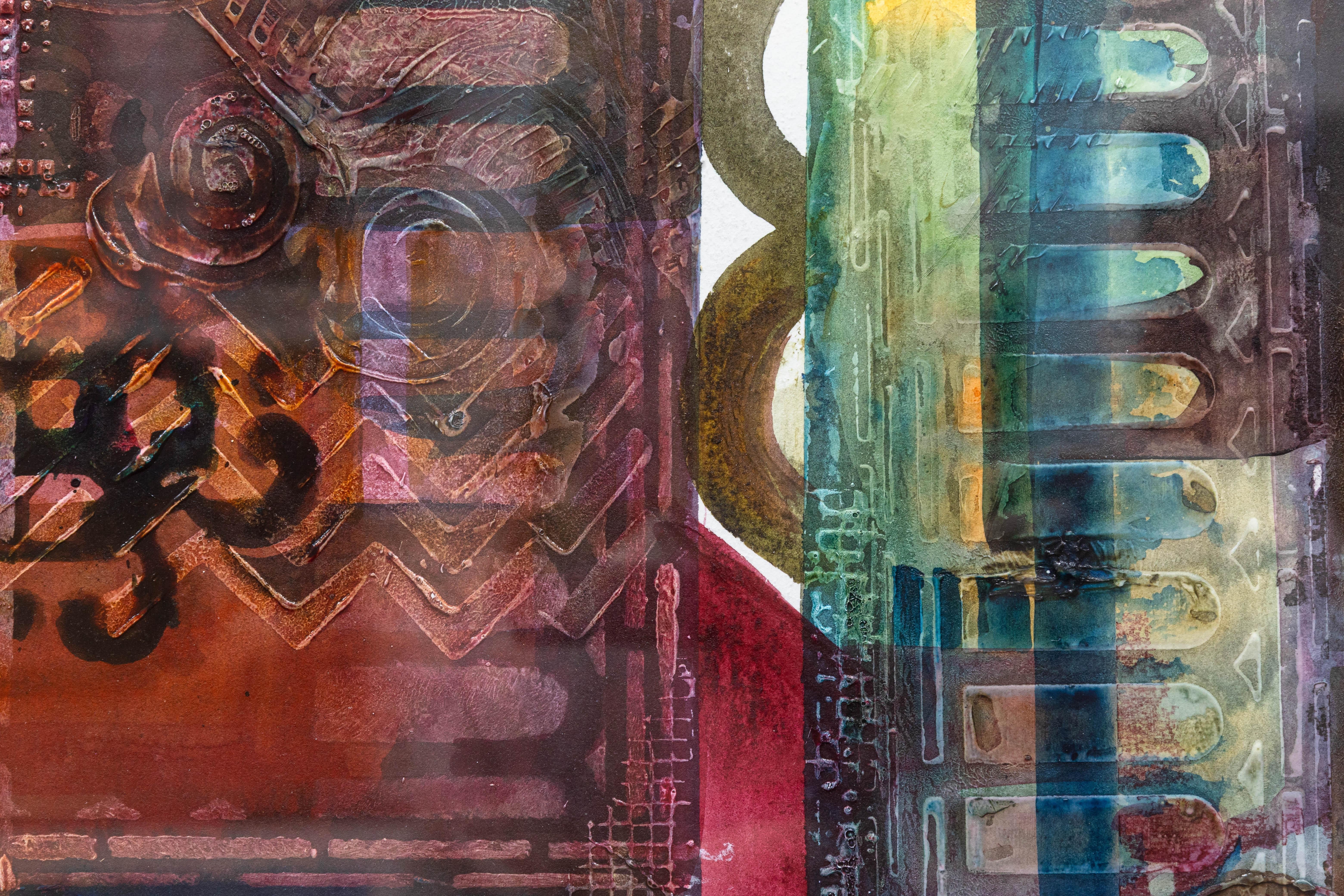 Fran Levin - Ohne Titel (Abstraktes Fenster), ca. 1980er Jahre Signiertes modernistisches Aquarell (Ende des 20. Jahrhunderts) im Angebot