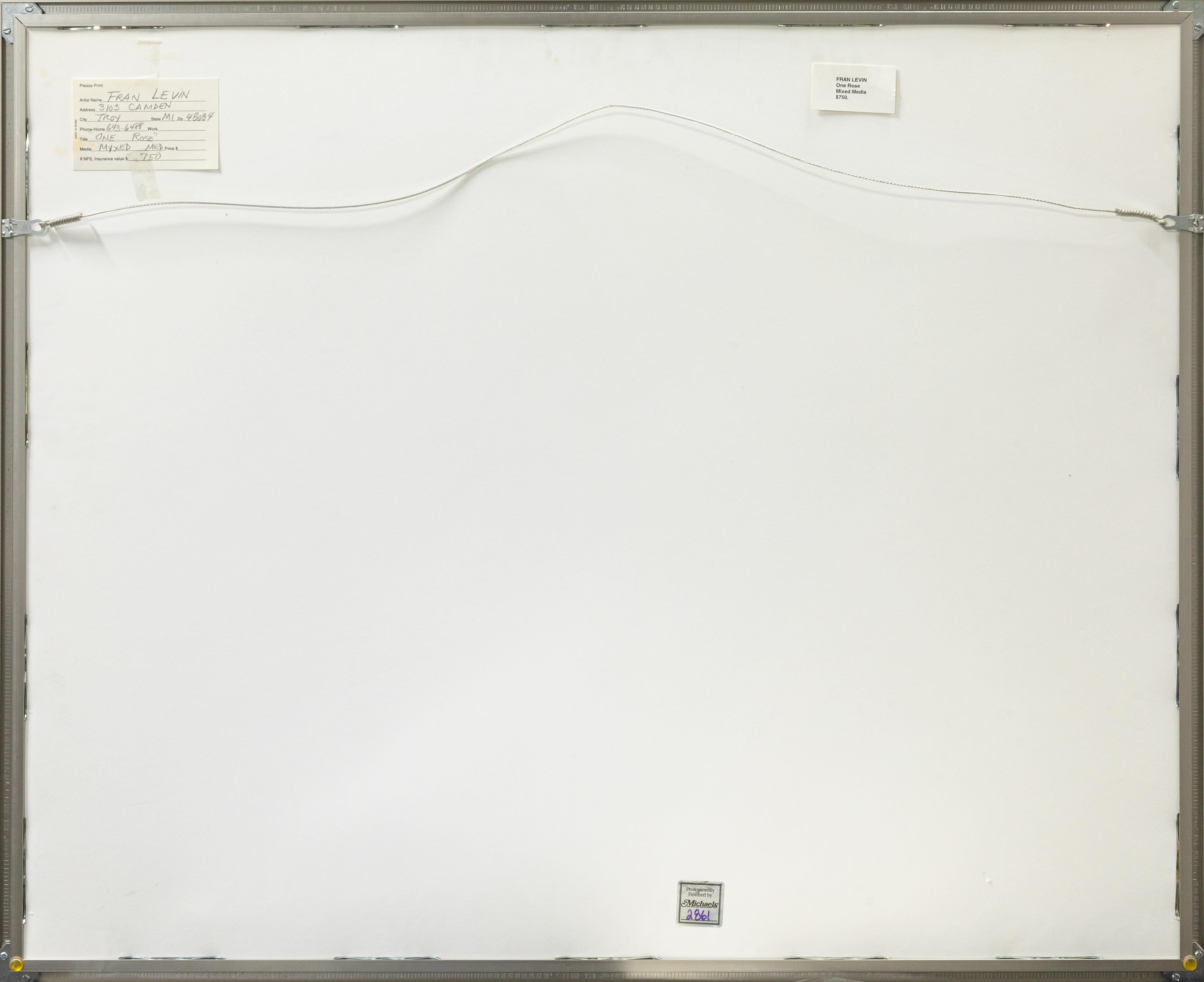 Fran Levin - Untitled (Rose), c. 1980s Signed Modern Watercolor on Paper Framed For Sale 3