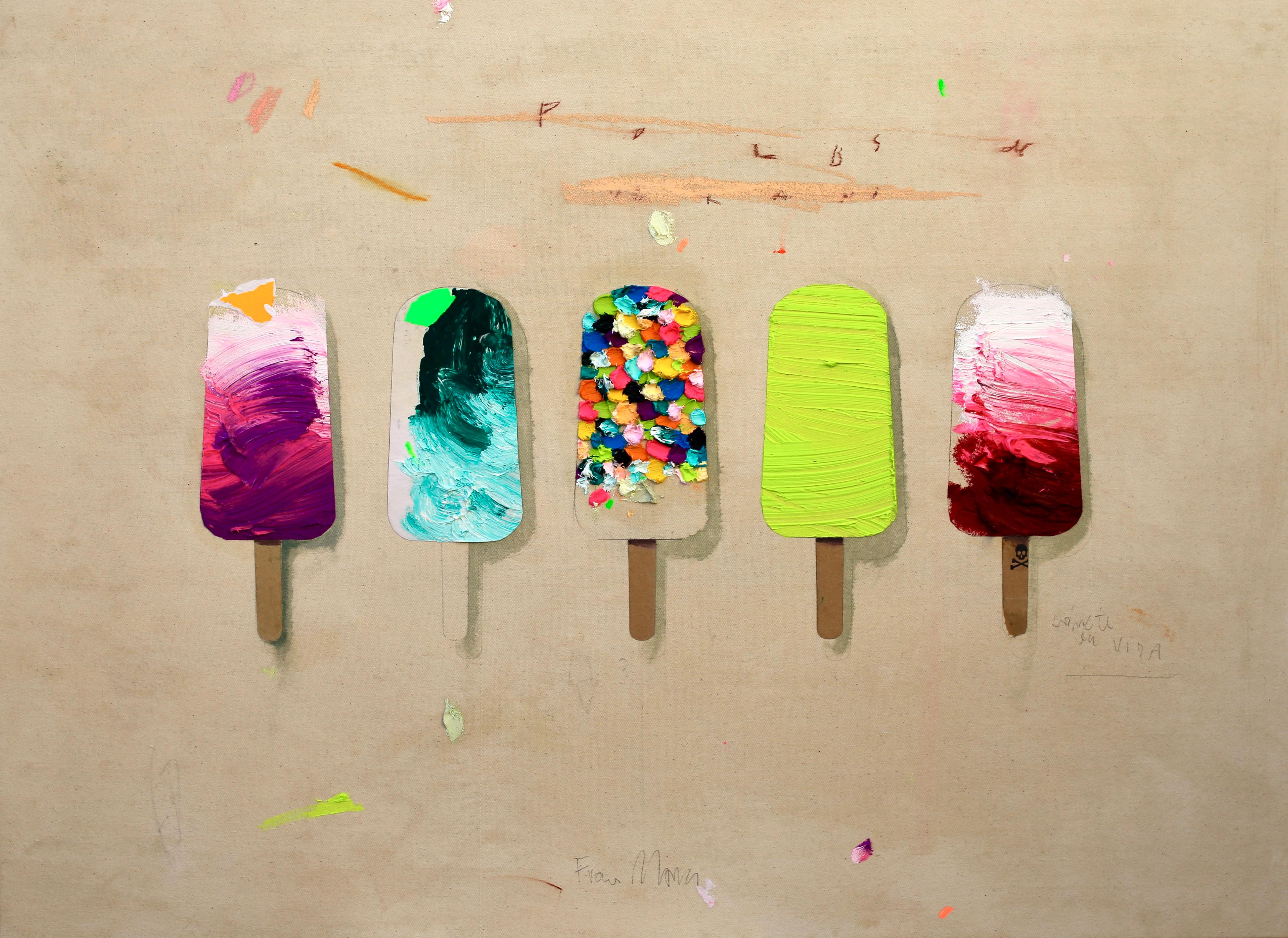 Cinco Polos (5 ice lollies) - Mixed Media Art by Fran Mora