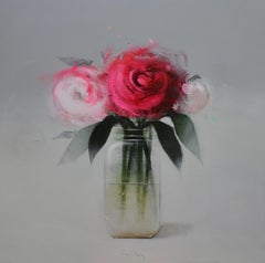 Flores con Hojas  Huile contemporaine de l'artiste espagnol Fran Mora