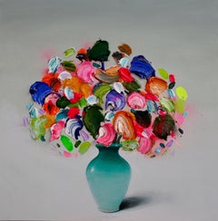 oil on canvas in spanish Textured Flowers No.2 , Oil on Canvas by Spanish Contemporary Artist Fran Mora