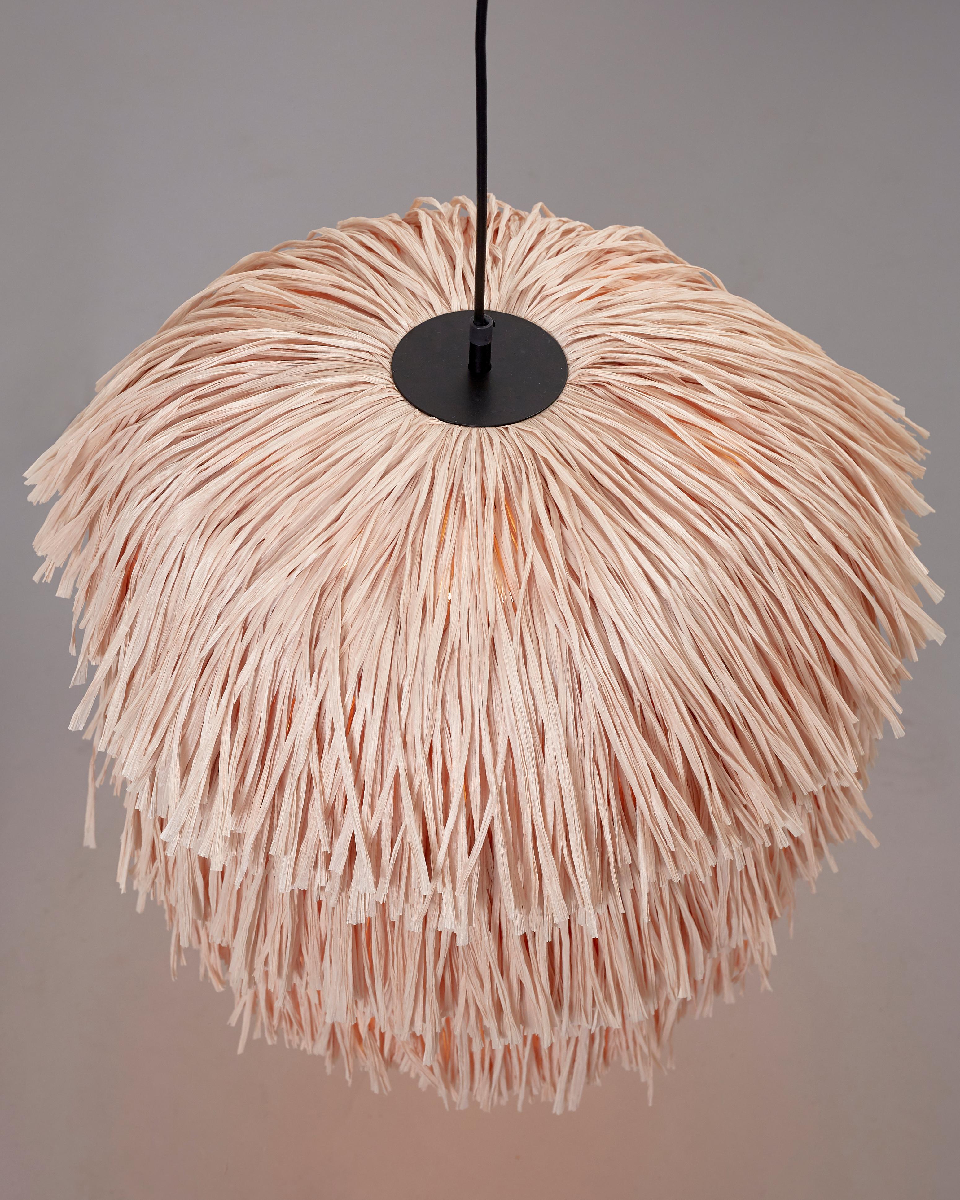 Latvian Fran RS Contemporary Floor Light in Raffia, Copper and Steel For Sale