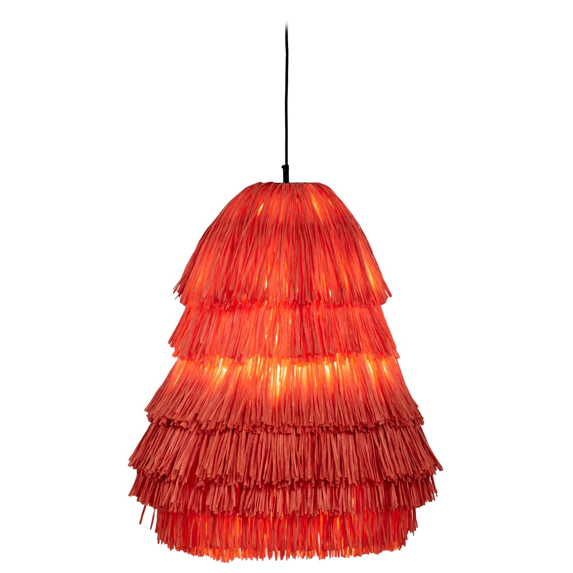 Le lampadaire contemporain Fran RS en raphia, cuivre et acier en vente