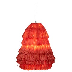 Lampada da terra contemporanea Fran RS in rafia, rame e acciaio