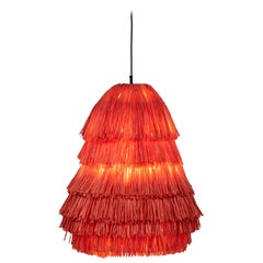 Le lampadaire contemporain Fran RS en raphia, cuivre et acier