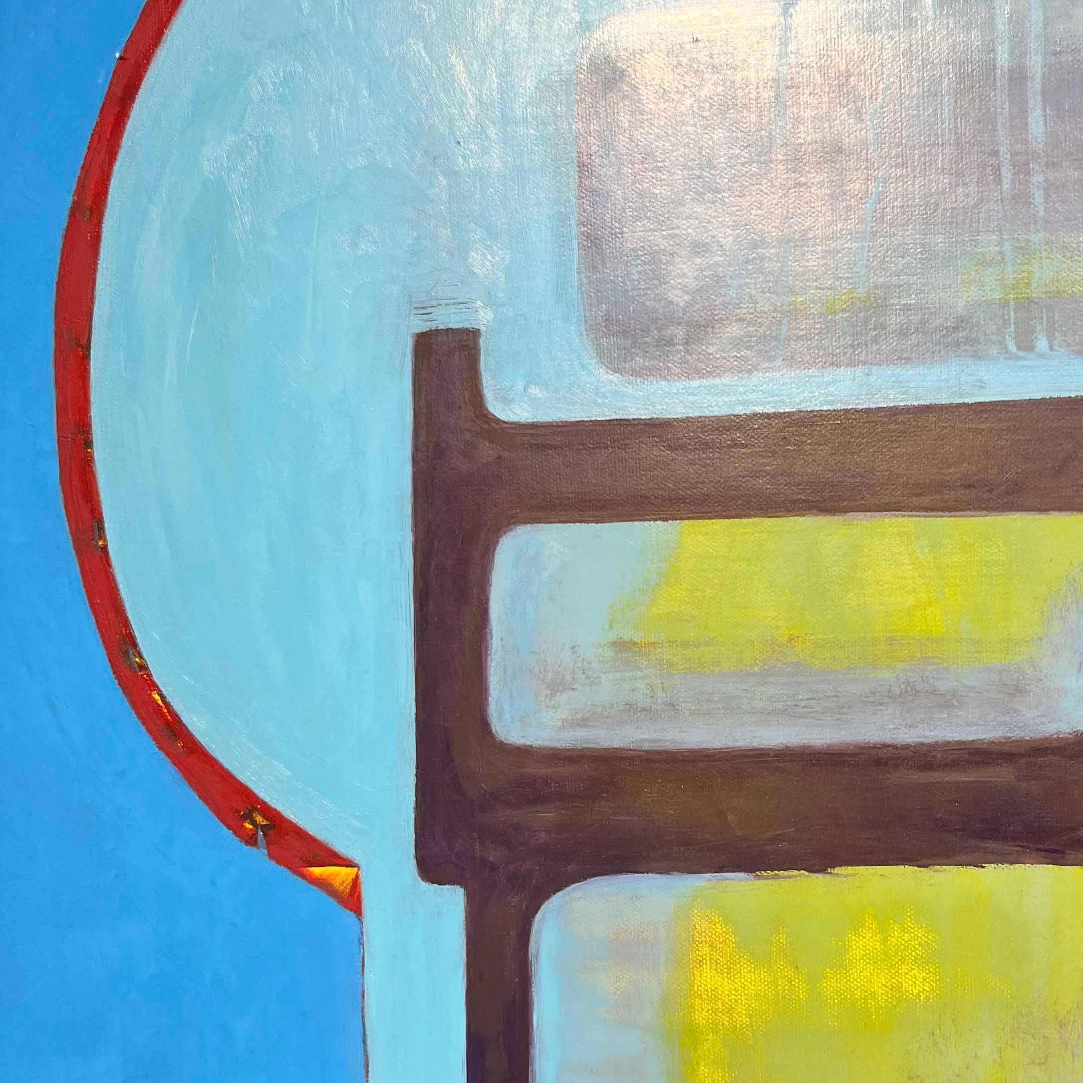 Fran Shalom
Inside Job, 2025
Oil on canvas
24 x 24 in.
(sha093)

This abstract oil painting on canvas is bold, bright, and colorful, in highly saturated shades of red and orange set against a gray background.  Currently available at Kathryn Markel