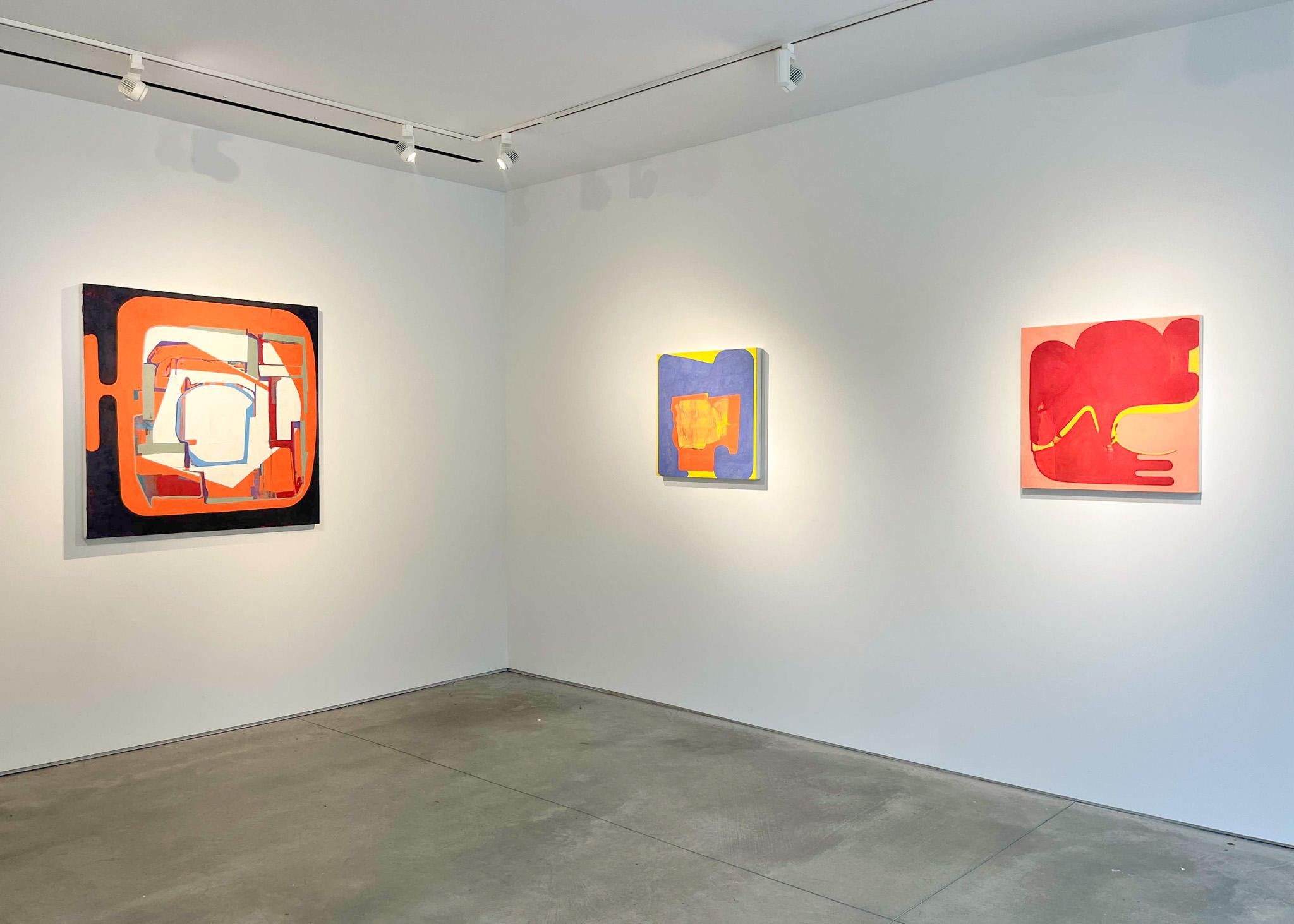 Fran Shalom
Misfit, 2025
Oil on wood
24 x 24 in.
(sha105)

This abstract oil painting on canvas is bold, bright, and colorful, in highly saturated shades of red and orange set against a gray background.  Currently available at Kathryn Markel Fine