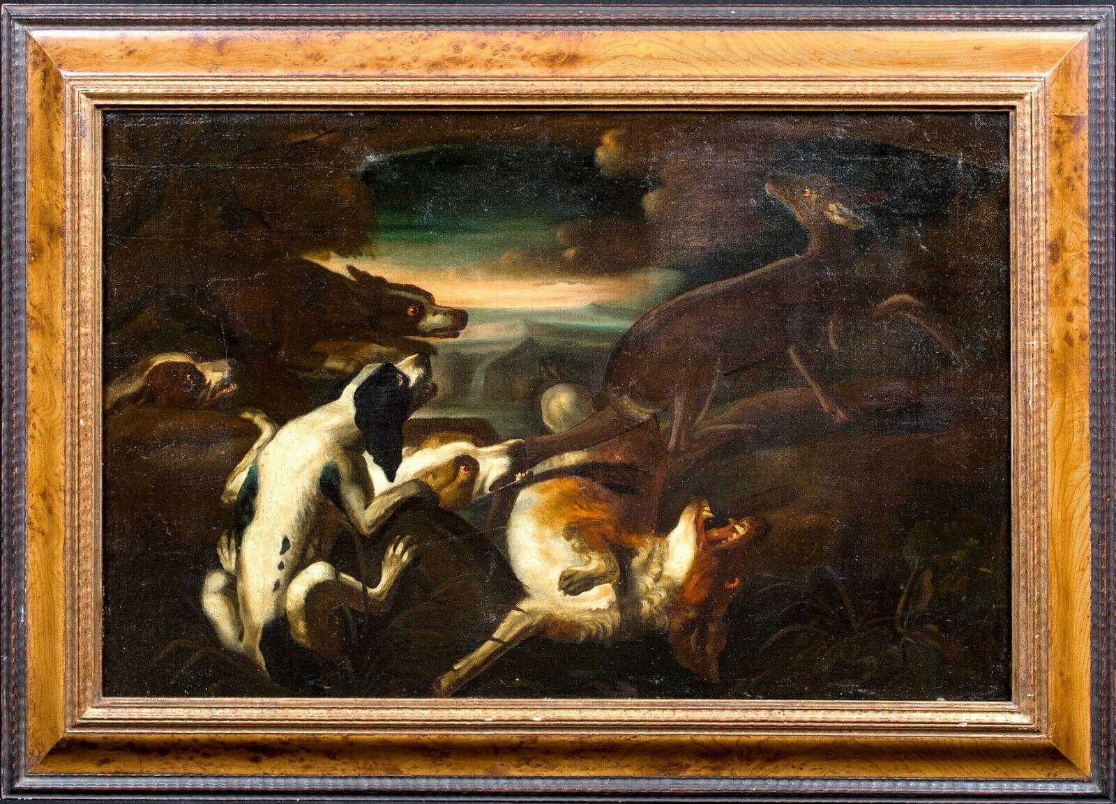 Fran Snyders Still-Life Painting - Hounds Hunting A Deer, 17th Century