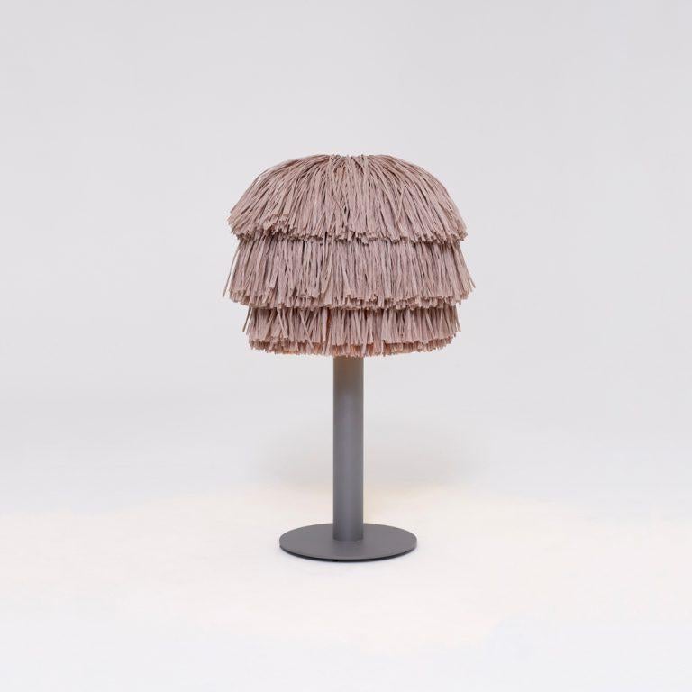 Contemporary Fran Table Large Grey raffia lamp For Sale