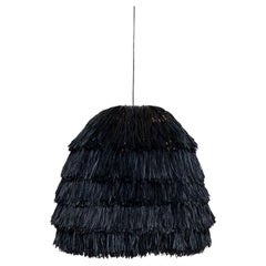 Fran XL Black raffia pendant lamp