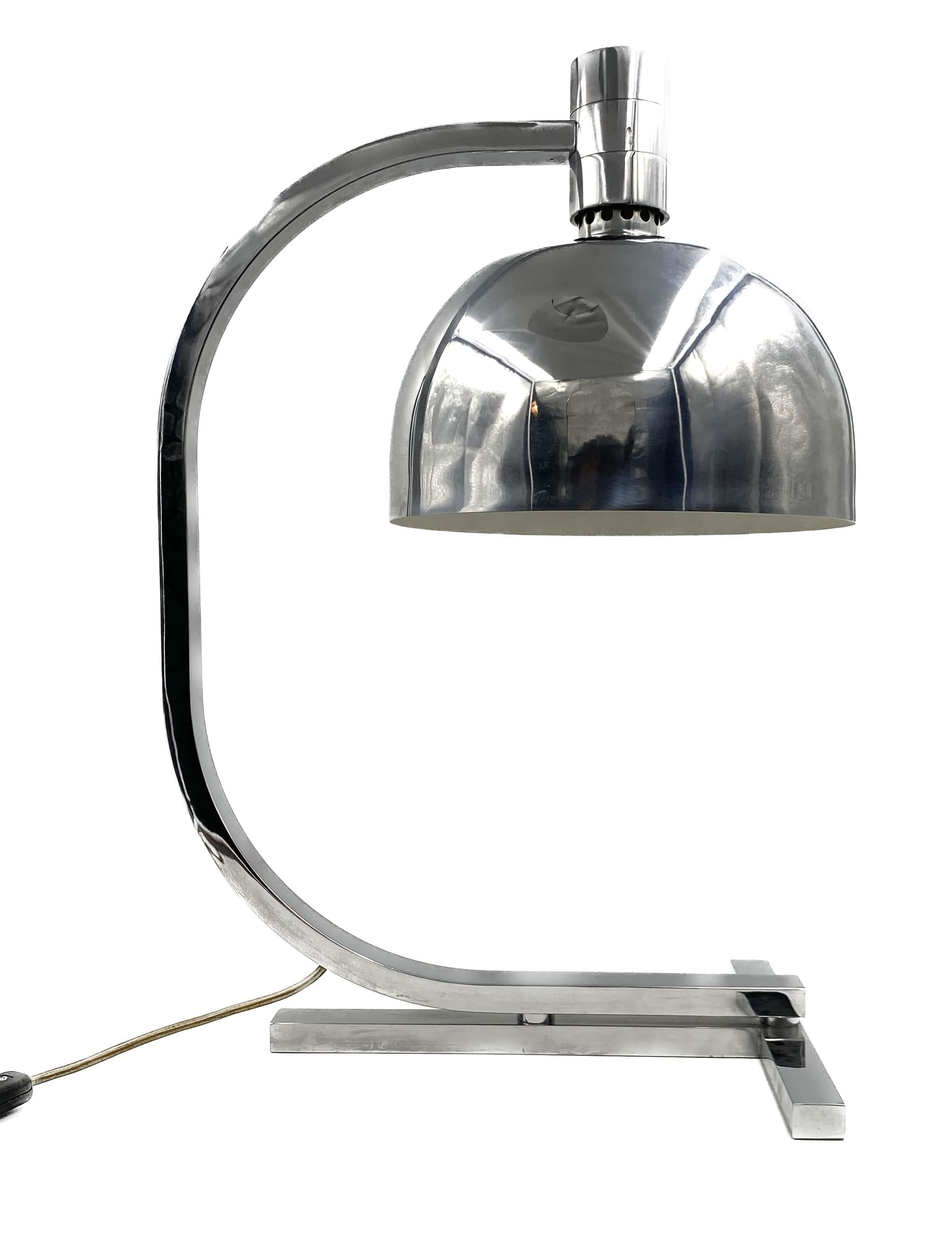 Metal Franca Helg, Antonio Piva and Franco Albini AM/AS Chrome Table Lamp, Sirrah 1970