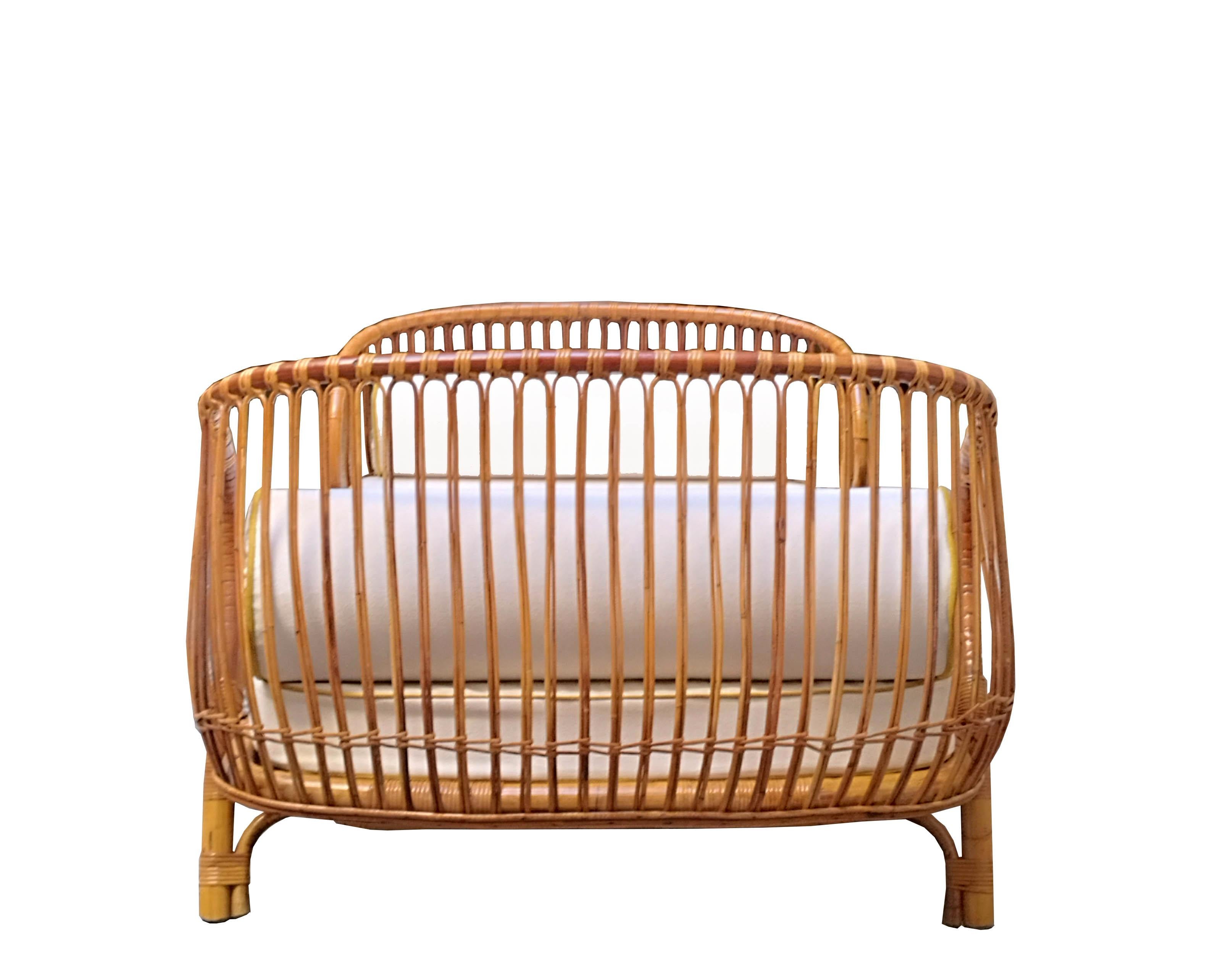 Franca Helg for Bonacina Rattan Daybed, Italy 1960s In Good Condition For Sale In Naples, IT