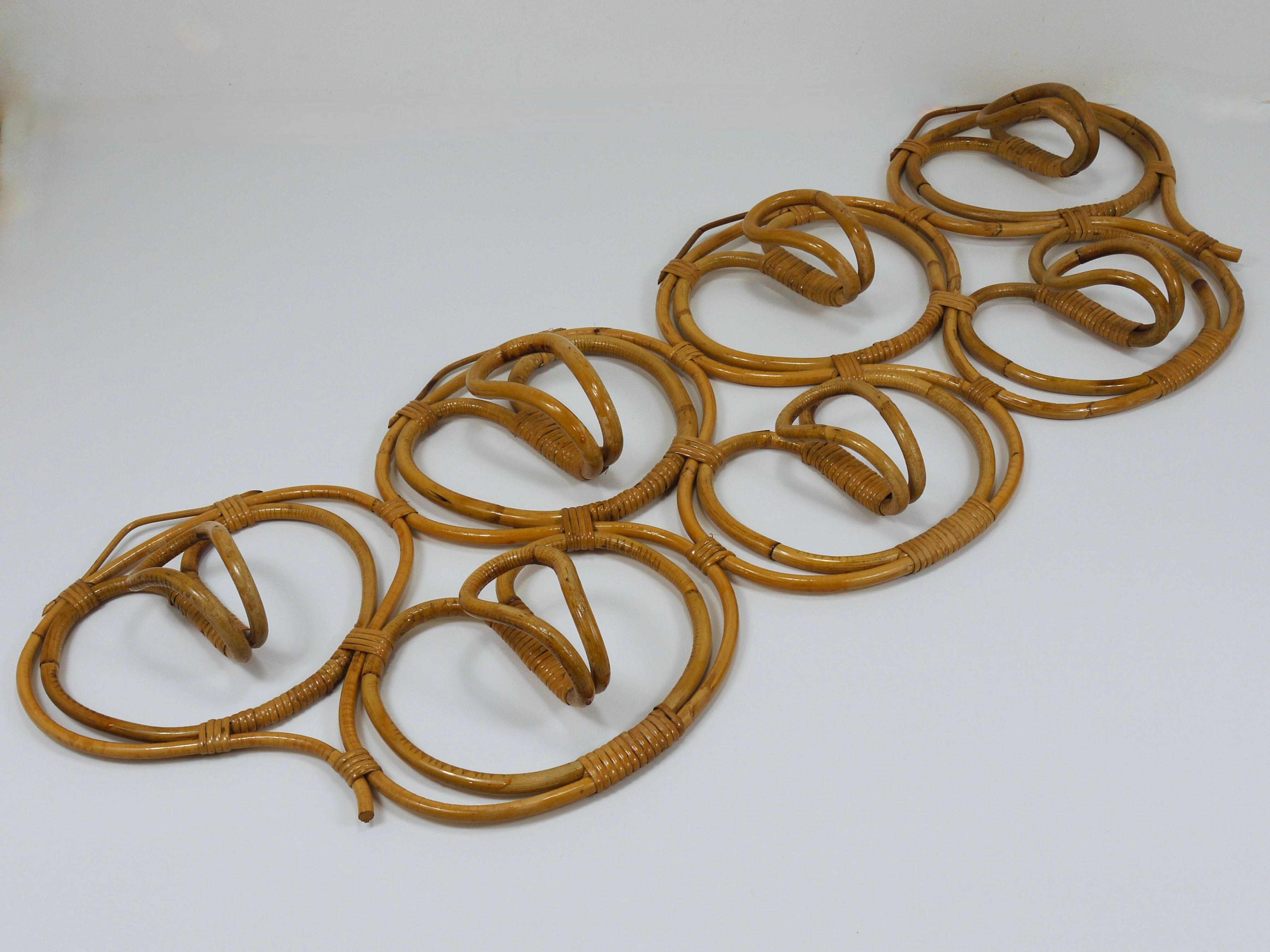 Franca Helg & Franco Albini Large Rattan Wall Coat Rack, Bonacina, Italy, 1960s in vendita 3