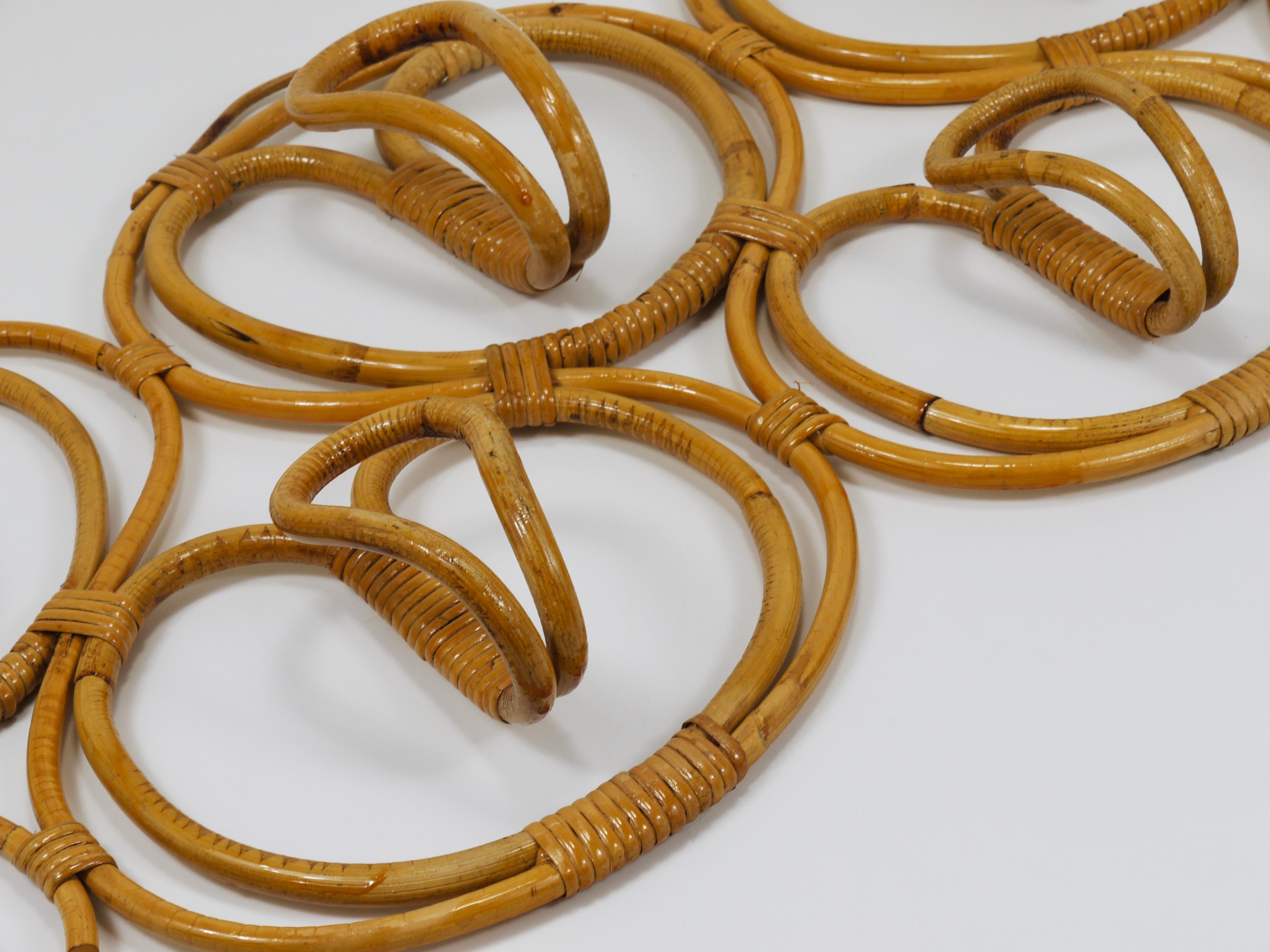 Franca Helg & Franco Albini Large Rattan Wall Coat Rack, Bonacina, Italy, 1960s in vendita 4