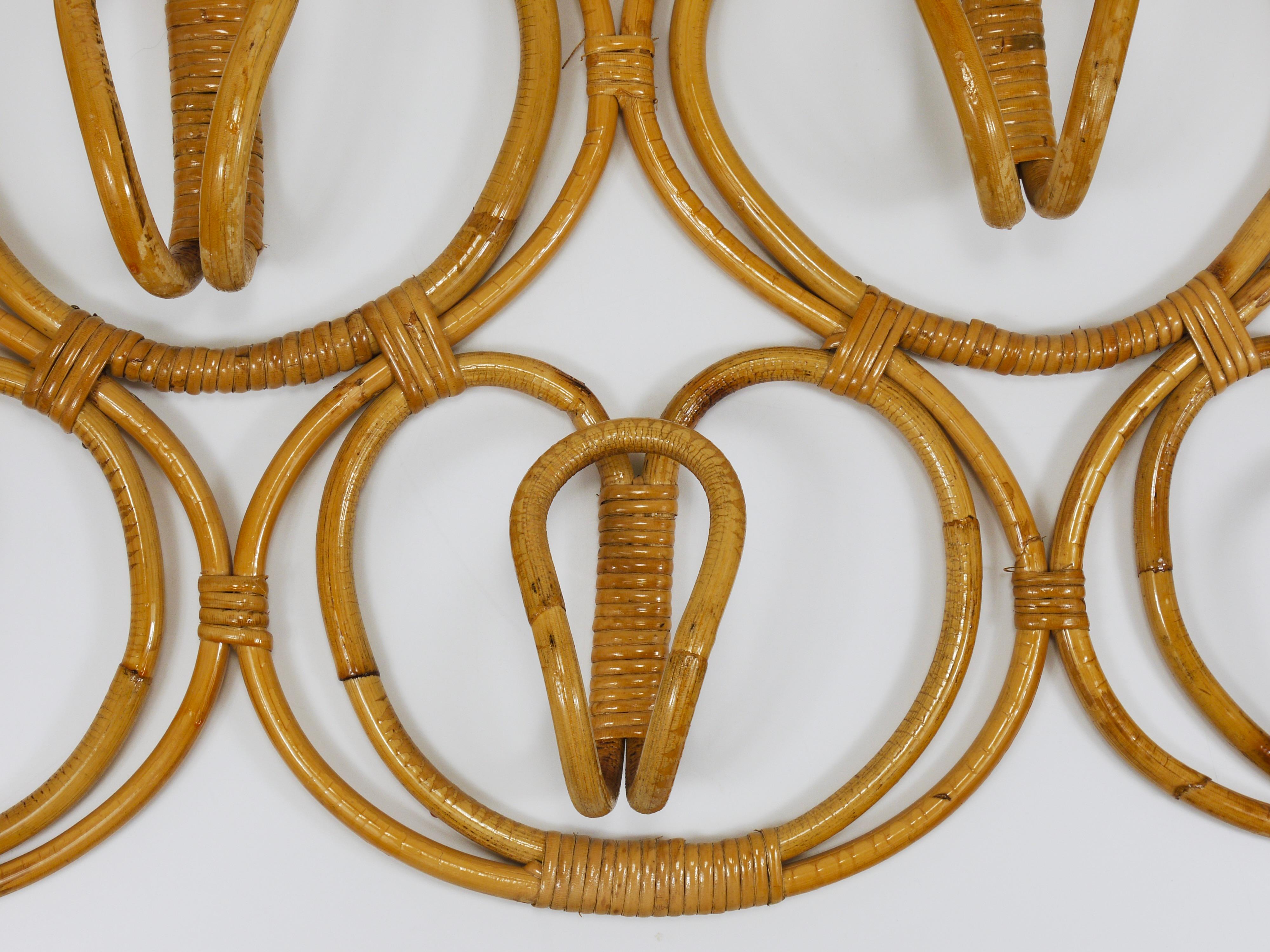 Franca Helg & Franco Albini Large Rattan Wall Coat Rack, Bonacina, Italy, 1960s in vendita 5