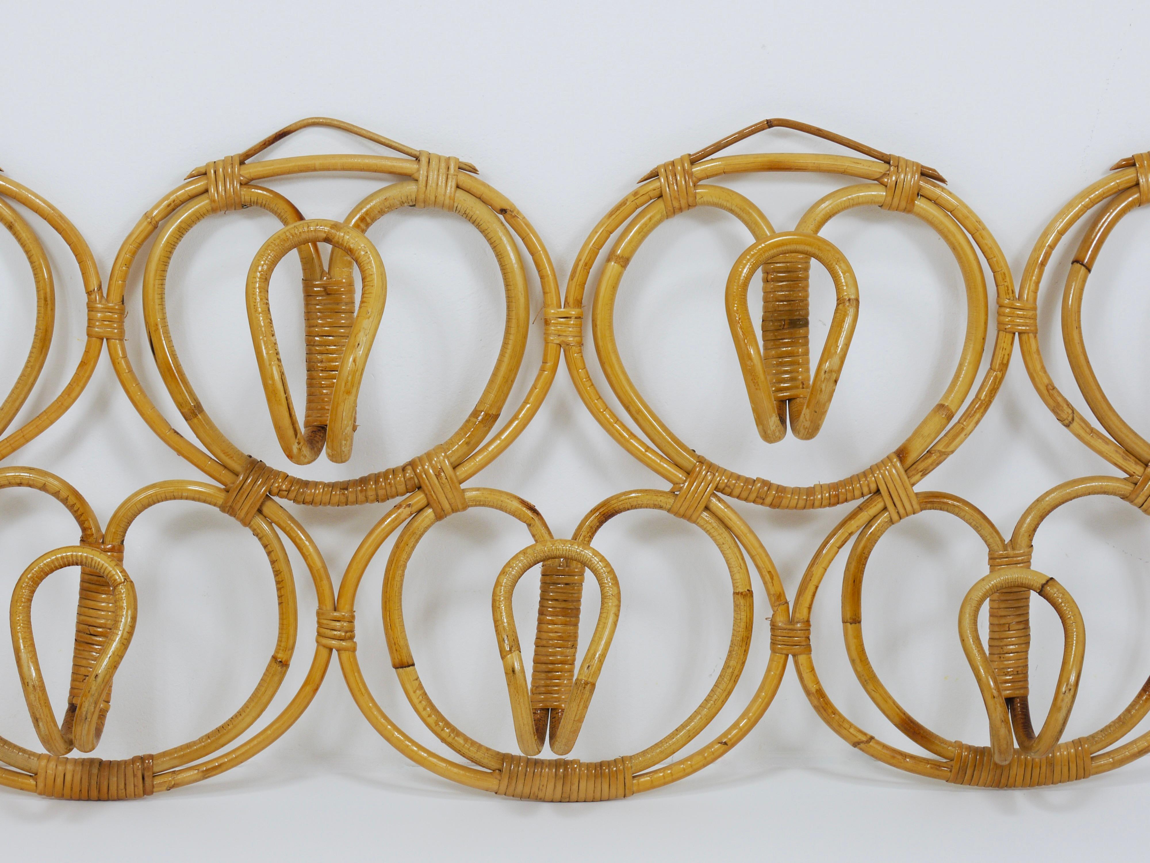Franca Helg & Franco Albini Large Rattan Wall Coat Rack, Bonacina, Italy, 1960s In condizioni buone in vendita a Vienna, AT