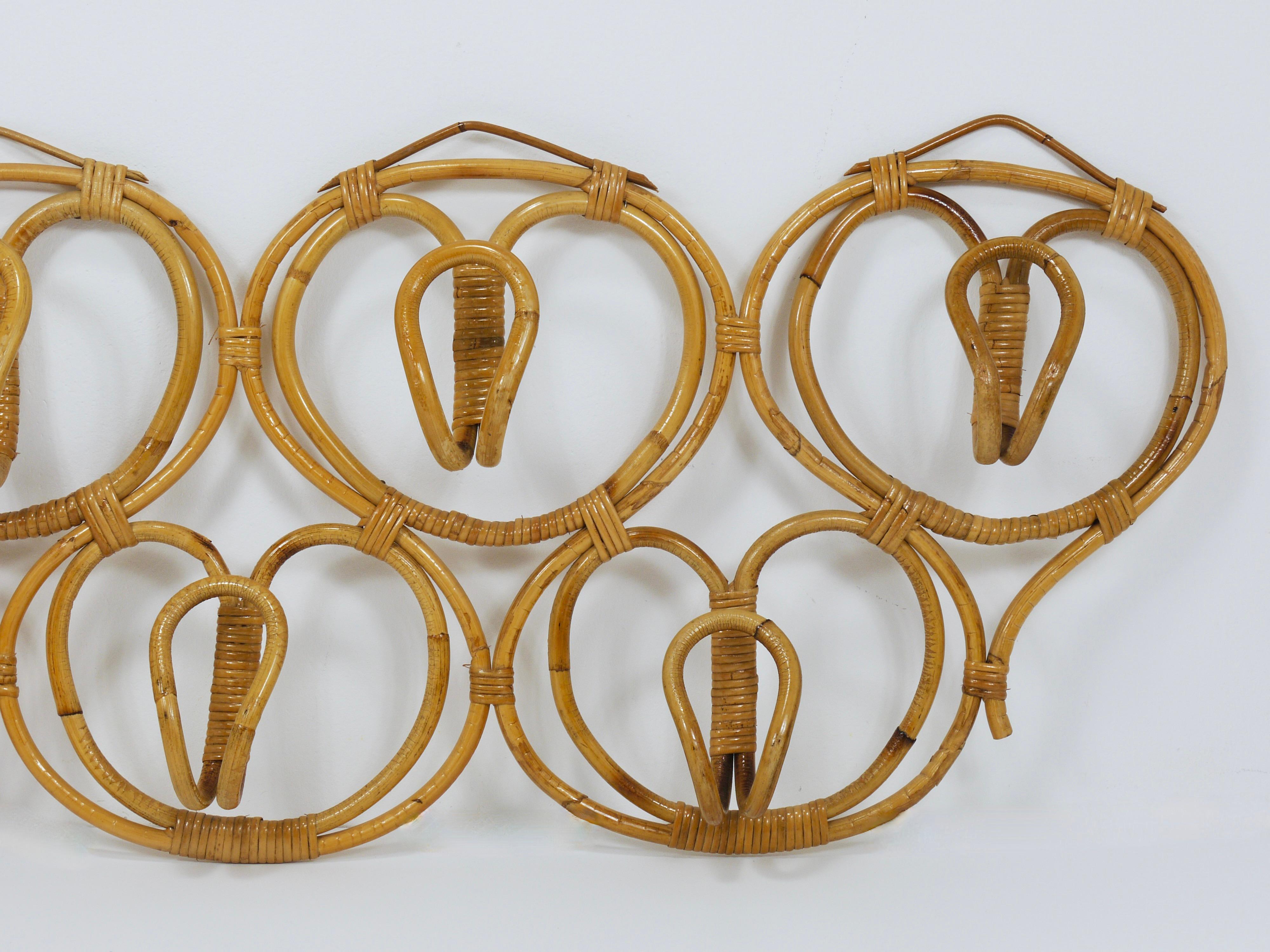 XX secolo Franca Helg & Franco Albini Large Rattan Wall Coat Rack, Bonacina, Italy, 1960s in vendita