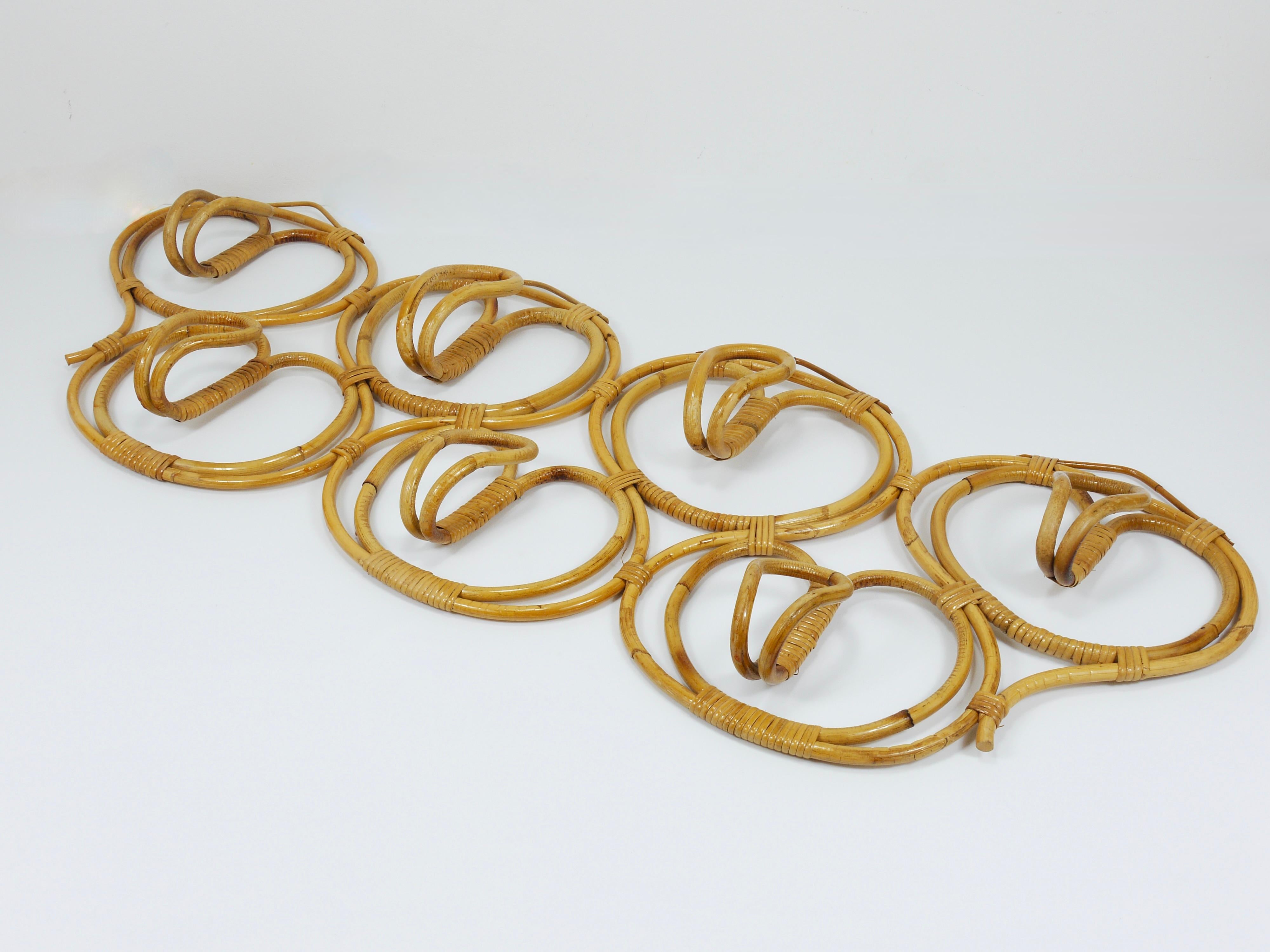 Franca Helg & Franco Albini Large Rattan Wall Coat Rack, Bonacina, Italy, 1960s in vendita 2