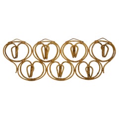 Franca Helg & Franco Albini Large Rattan Wall Coat Rack, Bonacina, Italy, 1960s