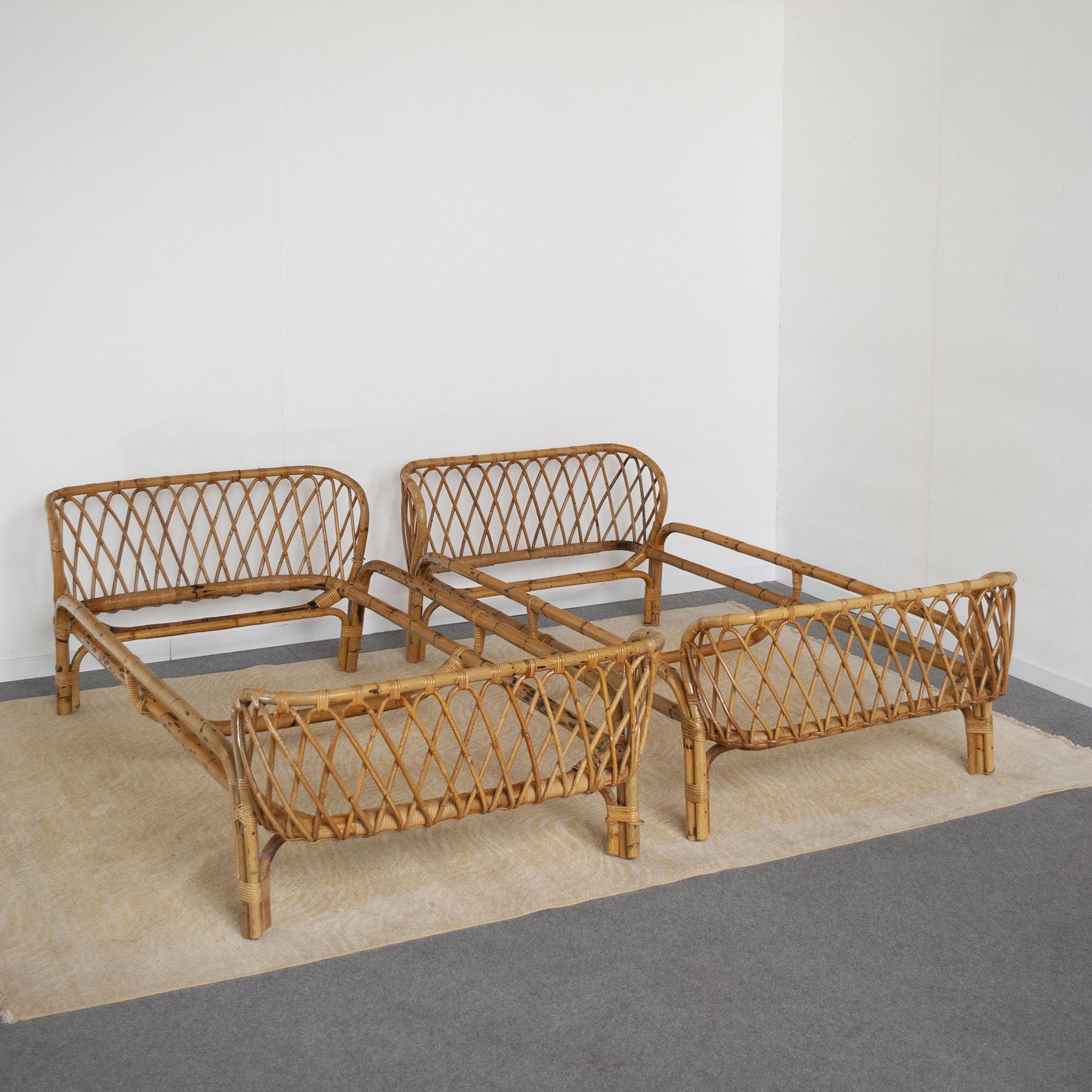 Mid-Century Modern Franca Helg Midcentury Beds Bamboo for Bonacina For Sale
