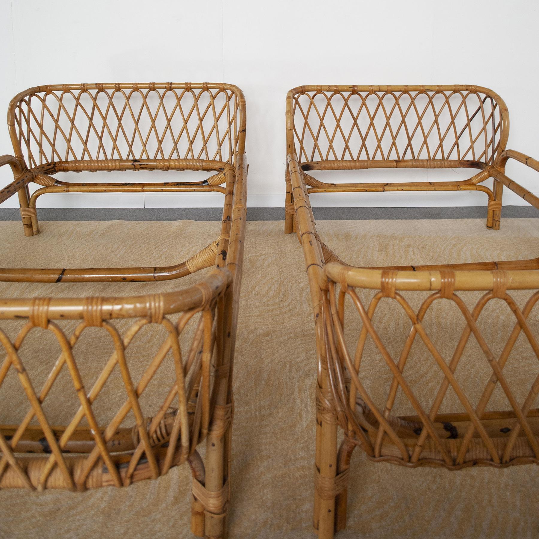 Franca Helg Midcentury Beds Bamboo for Bonacina In Good Condition For Sale In bari, IT