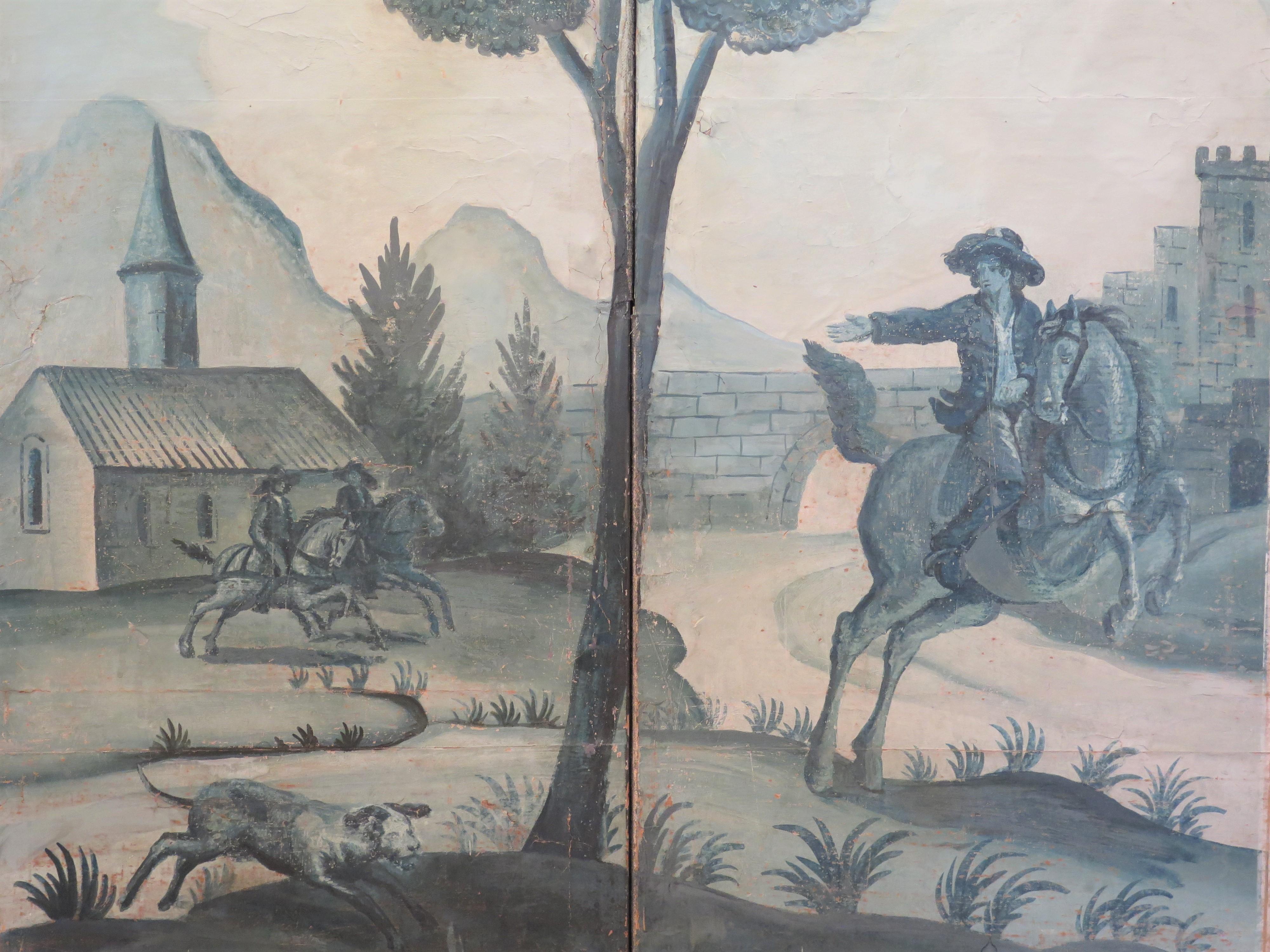 Frankreich 18. Jahrhundert Vier Panel Bildschirm mit gewölbten Tops. im Angebot 1