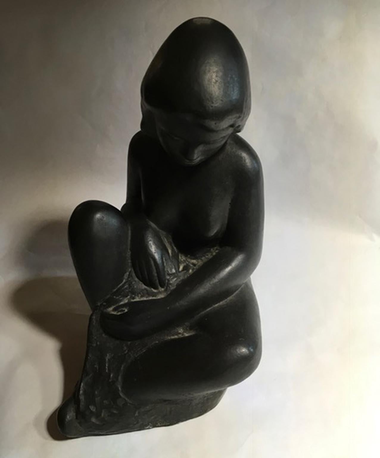France 1920 bronze figurative sculpture. 

This beautiful bronze sculpture is an anonimus art work handmade in the early 20th century in the Northern part of the France, very influenced by Espressionism style.
With certificate of authenticity.