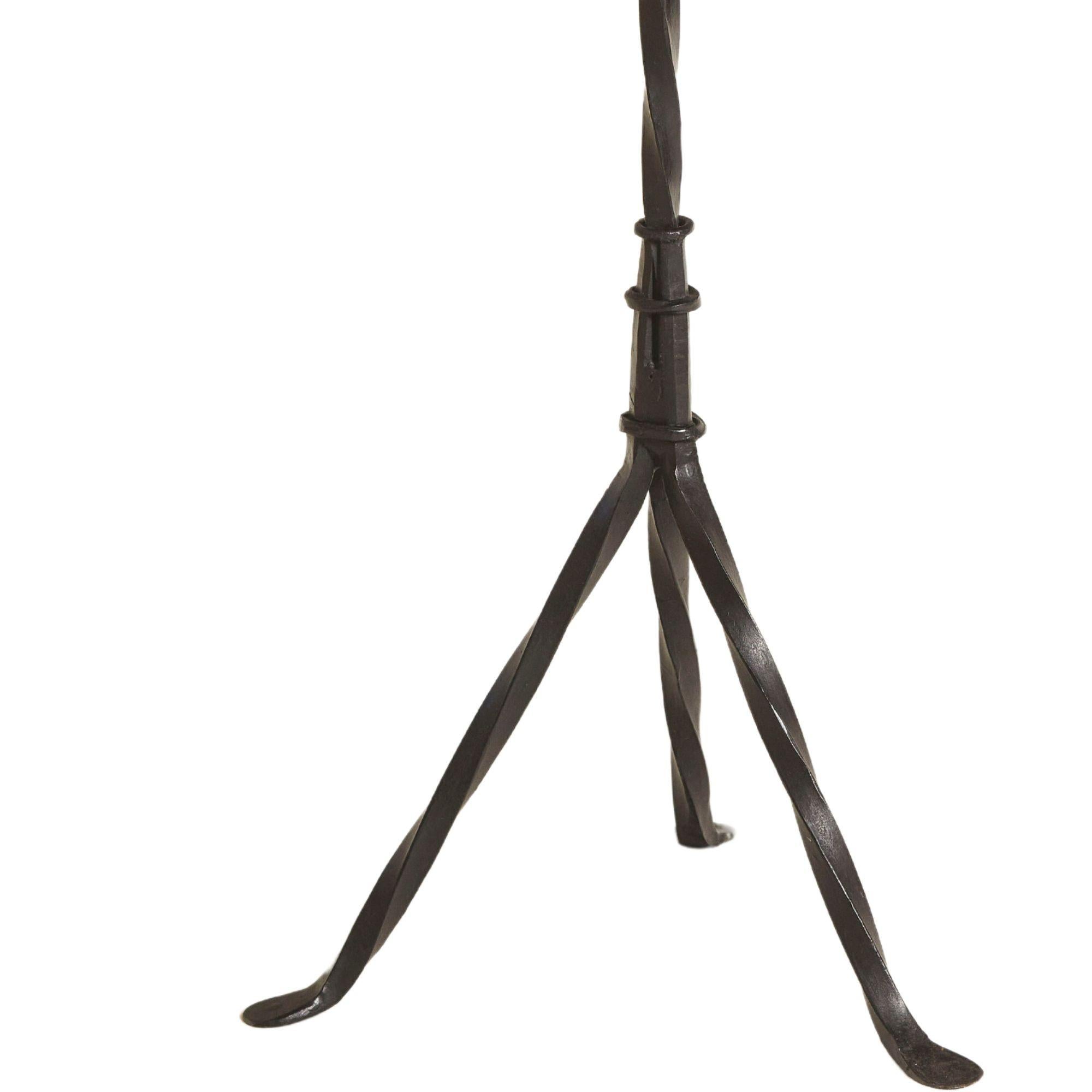 French France 1950's Black Metal & Oak Martini Table