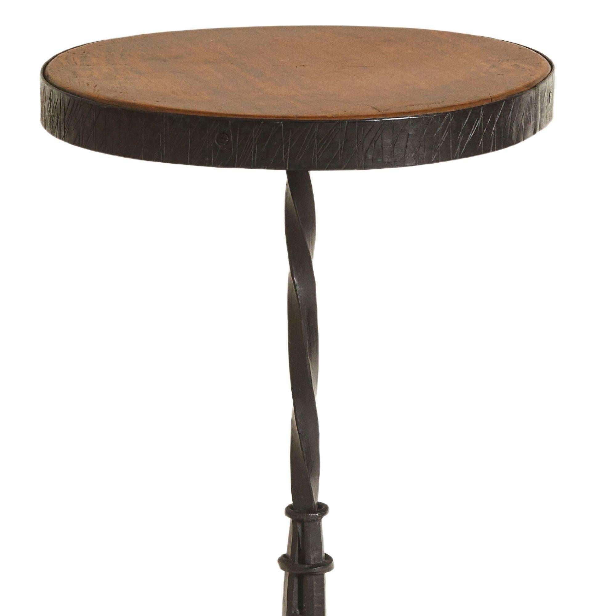 France 1950's Black Metal & Oak Martini Table In Good Condition In Aspen, CO