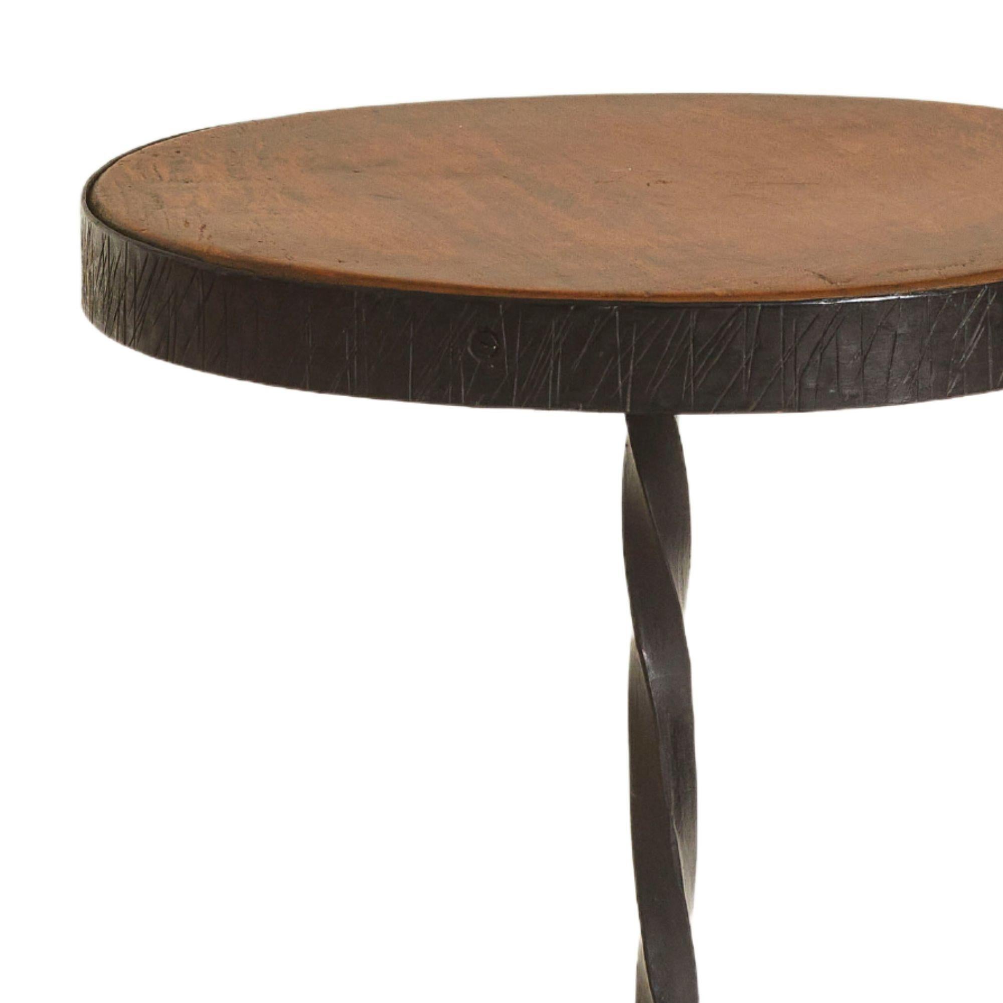 Mid-20th Century France 1950's Black Metal & Oak Martini Table