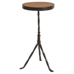 France 1950's Black Metal & Oak Martini Table