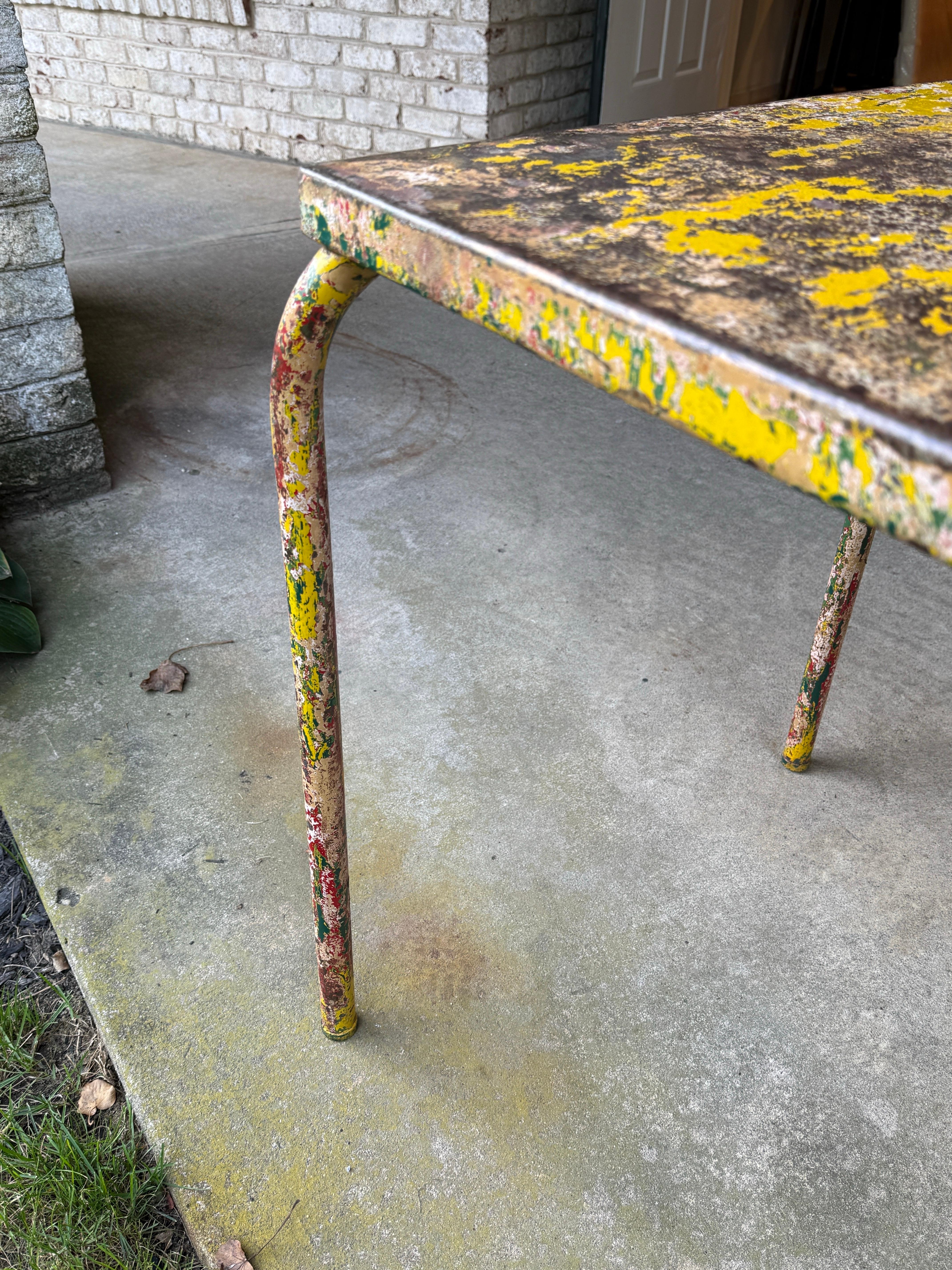 France 1950's Xavier Pauchard Painted Metal Table For Sale 4