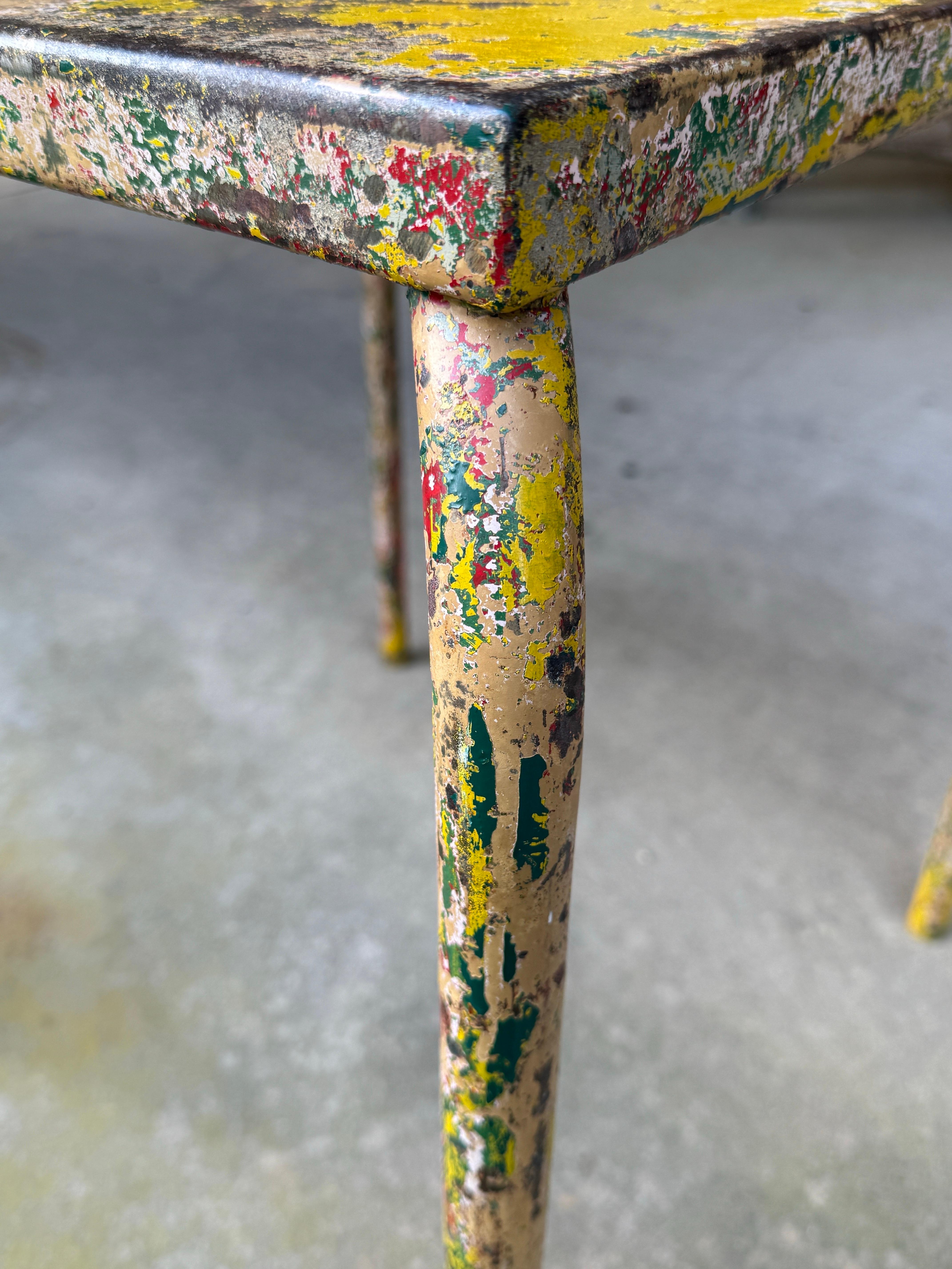 French France 1950's Xavier Pauchard Painted Metal Table For Sale