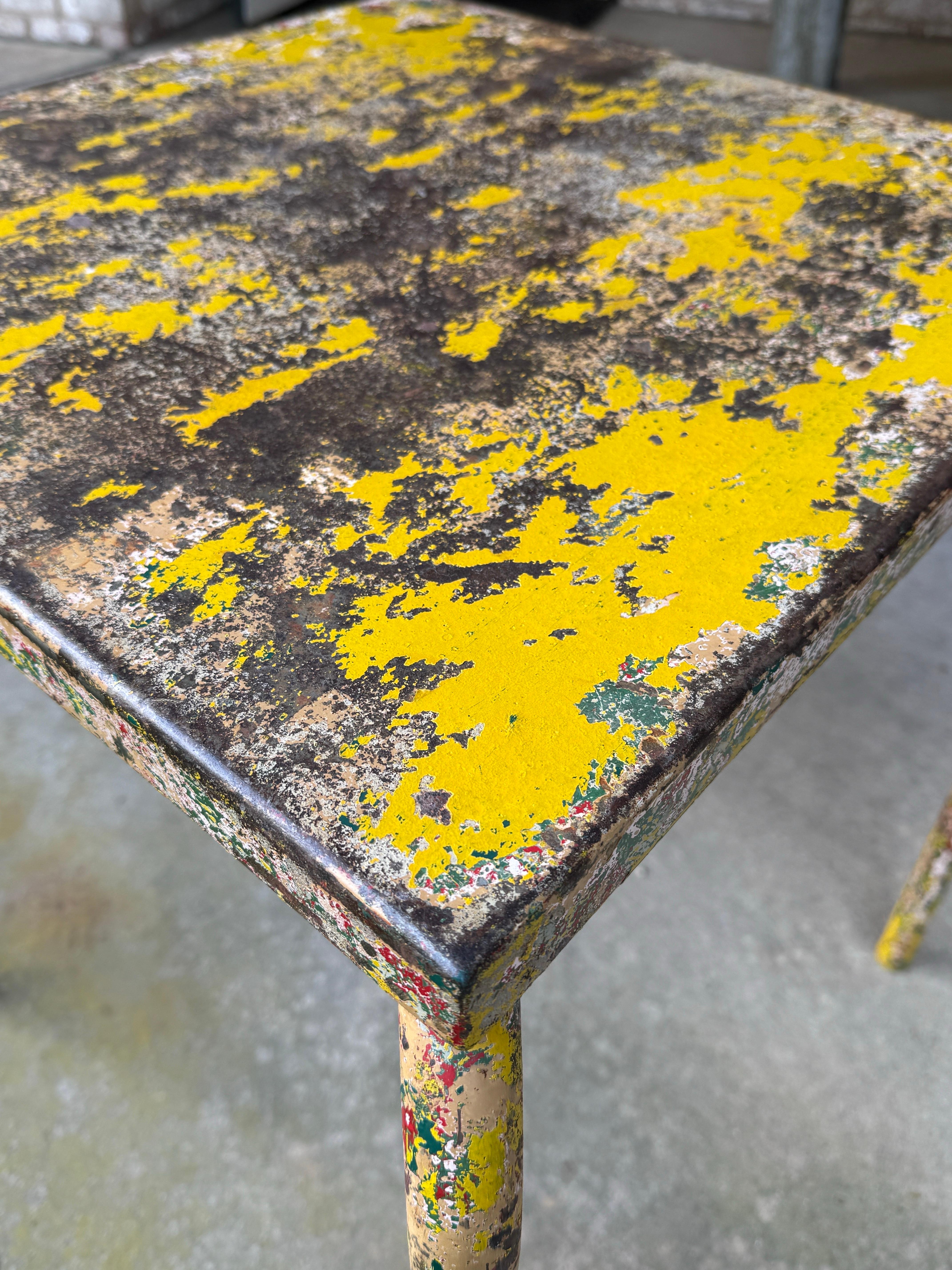France 1950's Xavier Pauchard Painted Metal Table In Fair Condition For Sale In North Miami, FL