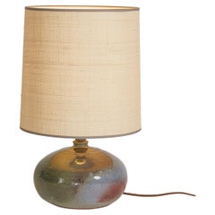 Abstrakte erdfarbene Keramiklampe aus der Mitte des Jahrhunderts, Frankreich 1970er