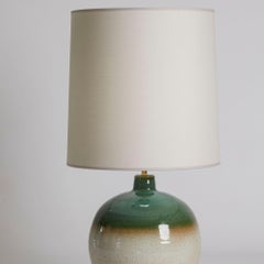 Mid Century Green & Earthtone Pottery Lamp, France 1970s