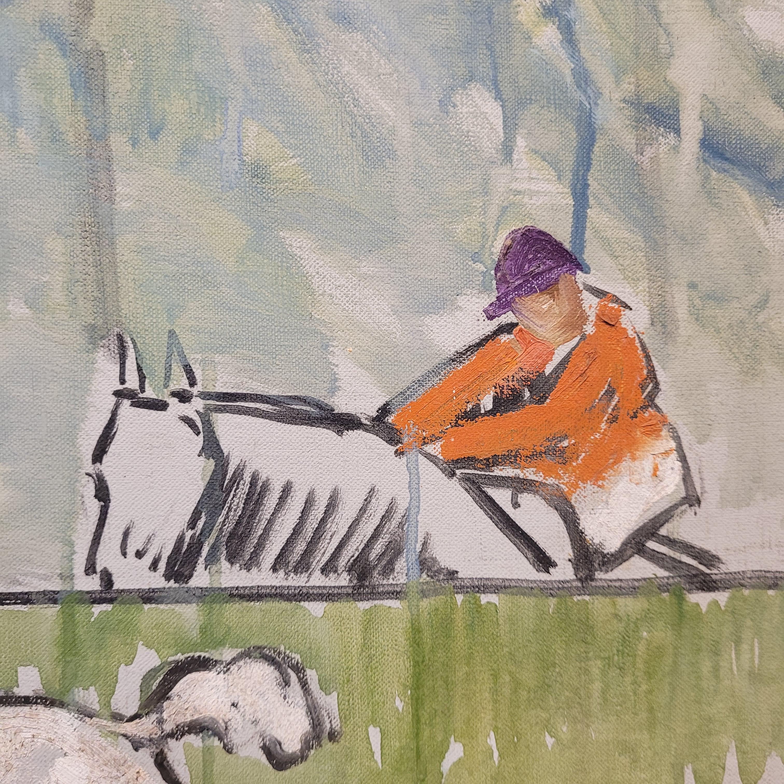 France Acrylic on canvas “Horse Race” Auteuil Paris, Léon Lafourcade For Sale 10