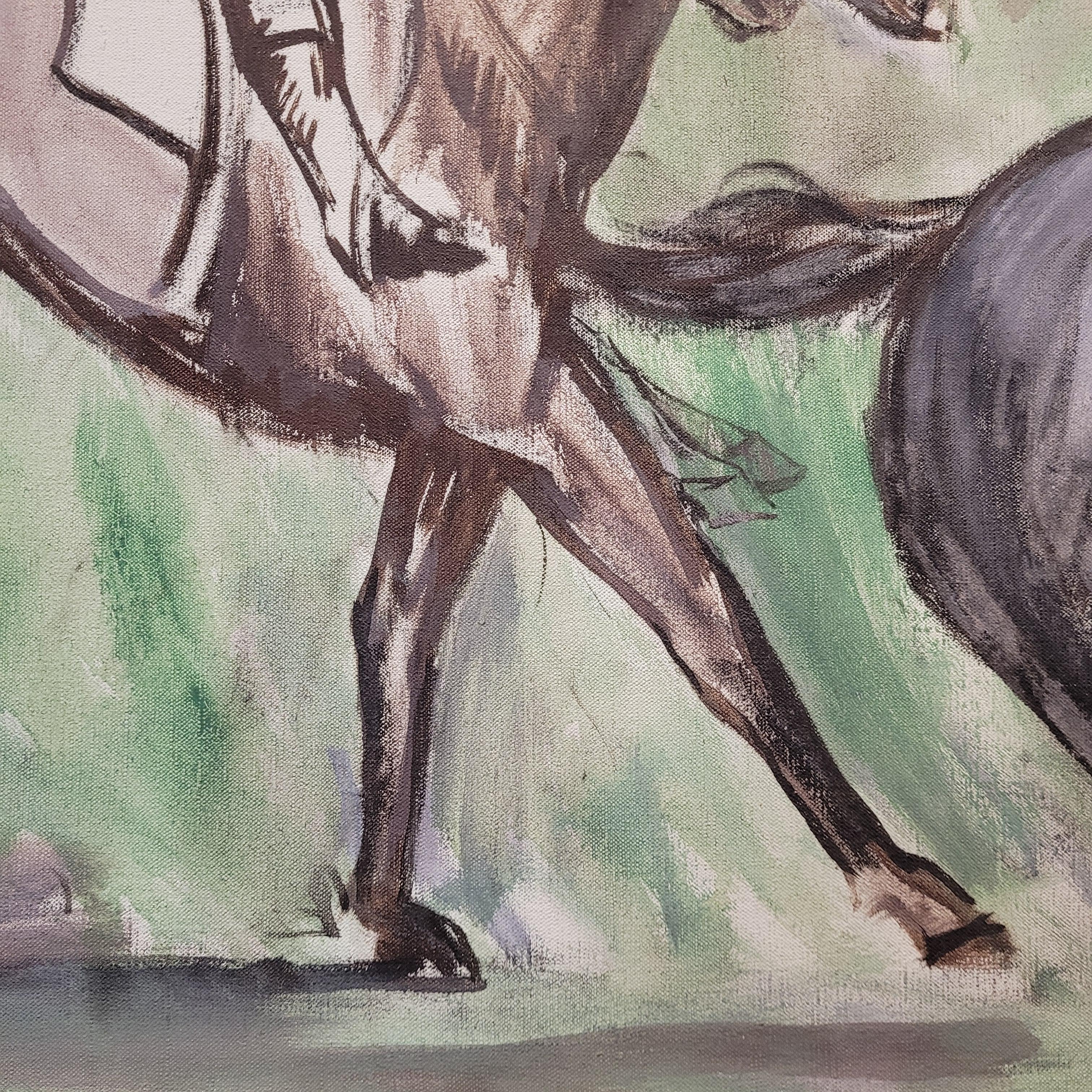 Frankreich Acryl auf Leinwand Pferderennen, León Lafourcade im Angebot 5