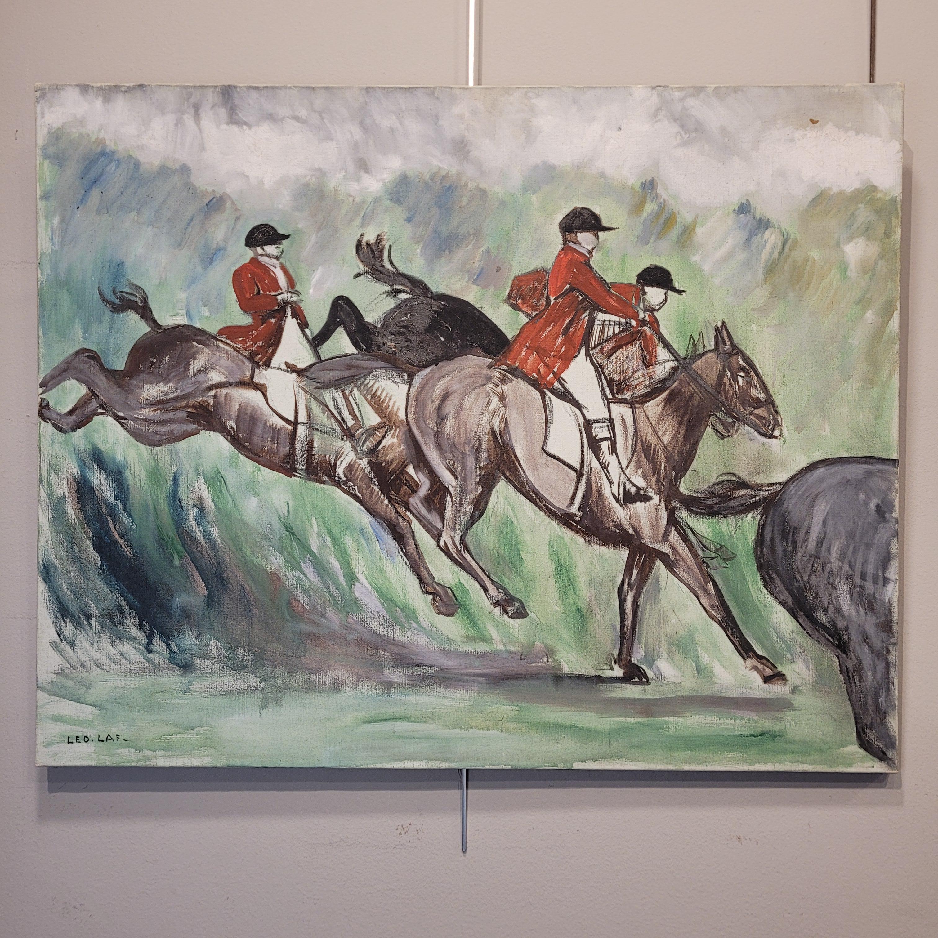 Frankreich Acryl auf Leinwand Pferderennen, León Lafourcade (Französisch) im Angebot
