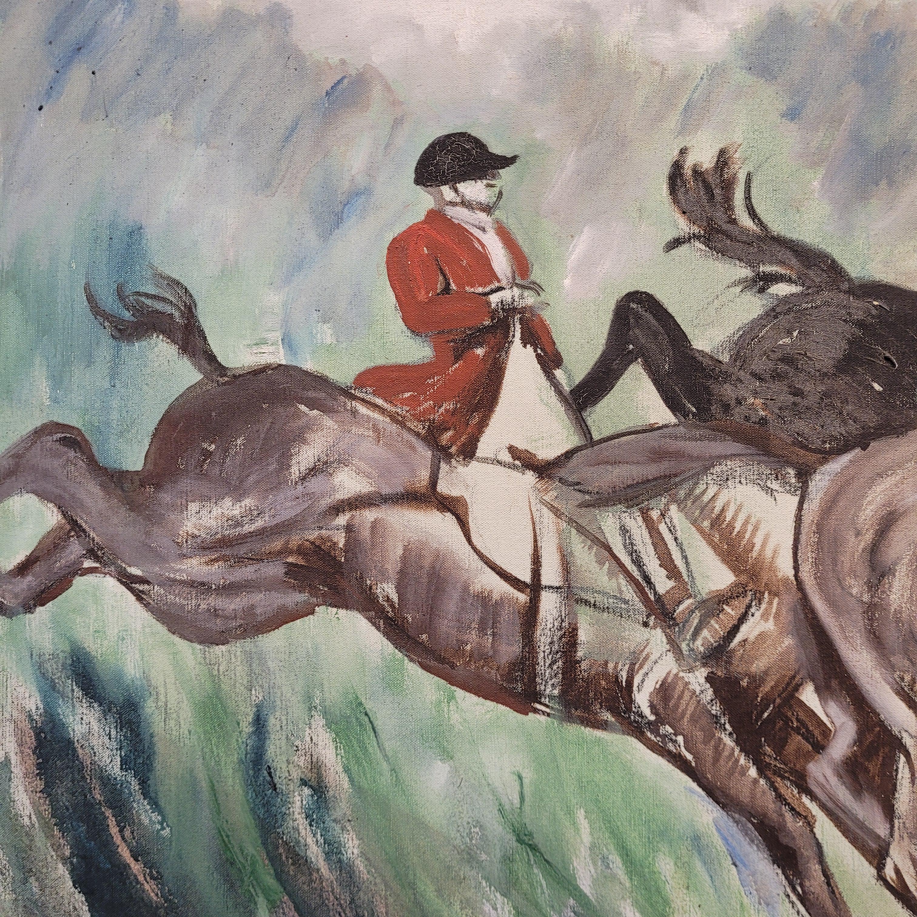 Frankreich Acryl auf Leinwand Pferderennen, León Lafourcade (Spätes 19. Jahrhundert) im Angebot