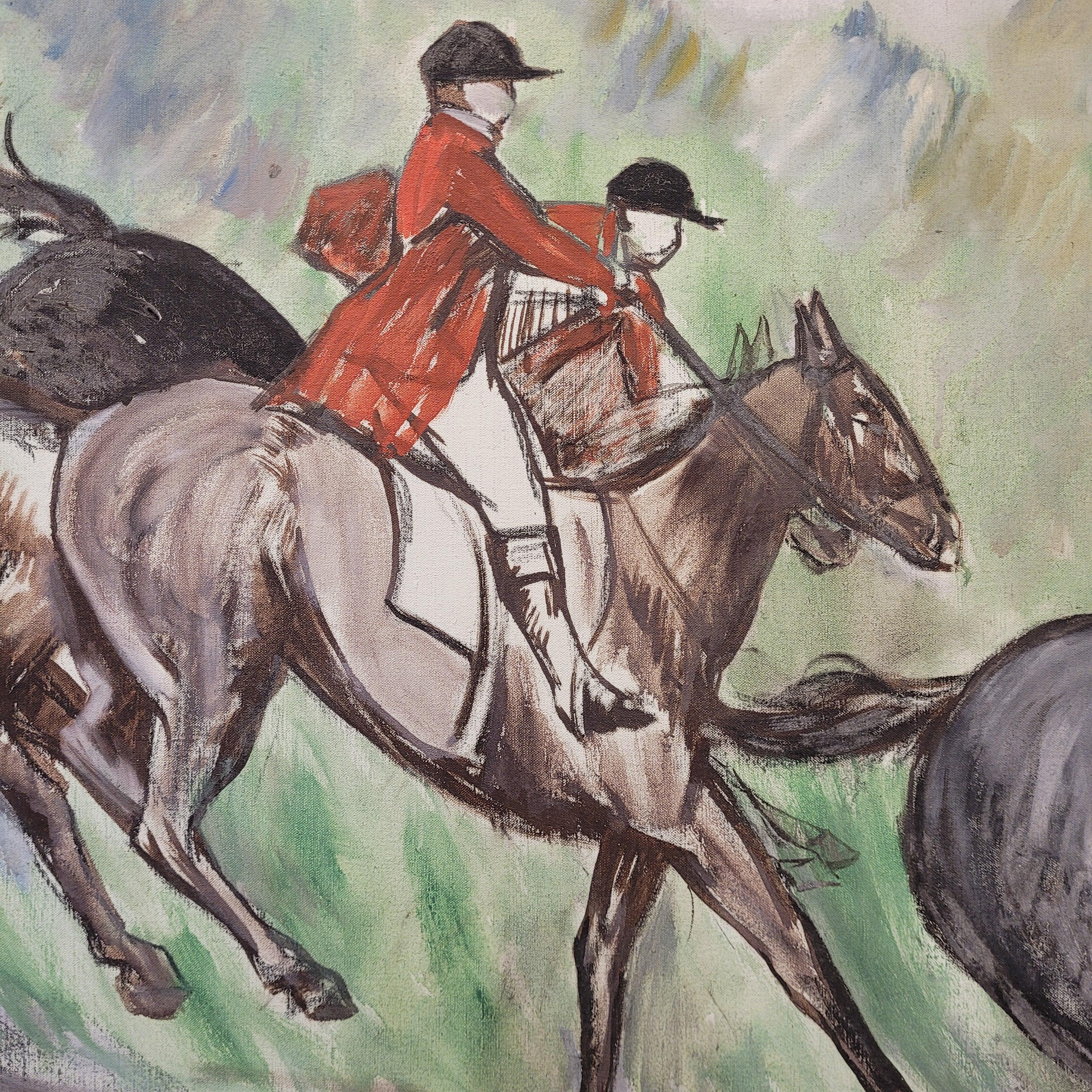 Frankreich Acryl auf Leinwand Pferderennen, León Lafourcade im Angebot 2