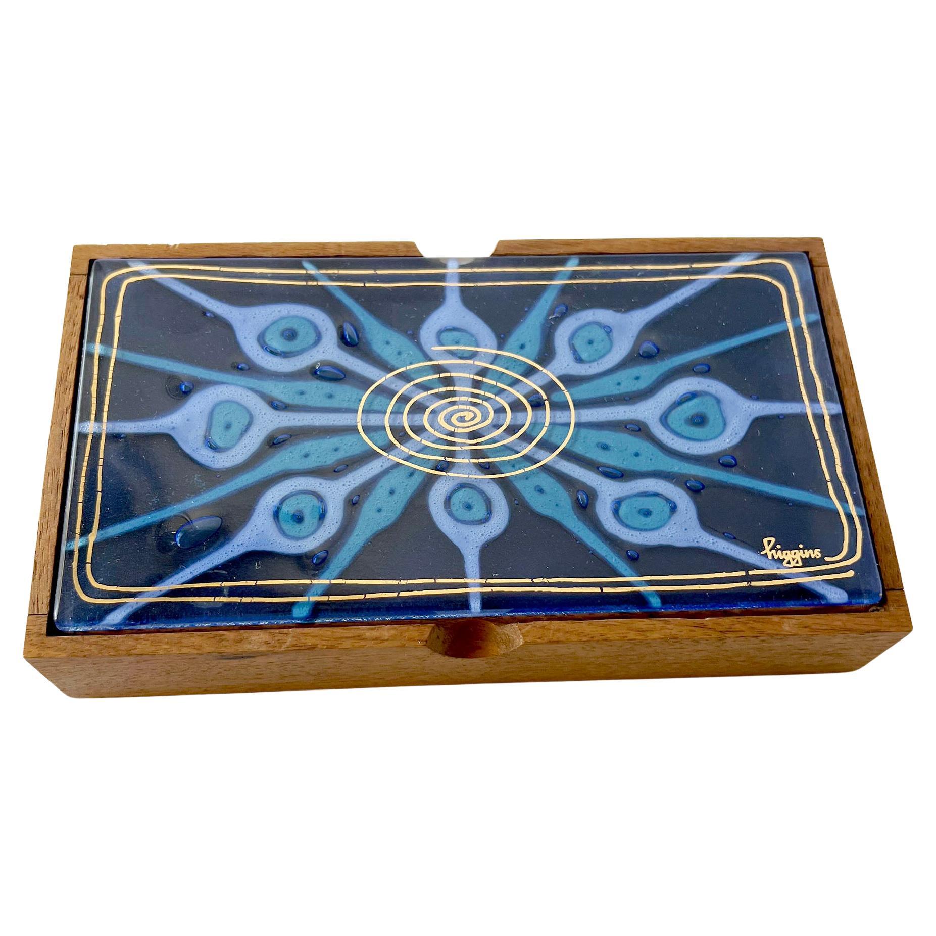 Frances and Michael Higgins American Modernist Glass and Wood Decorative Box For Sale