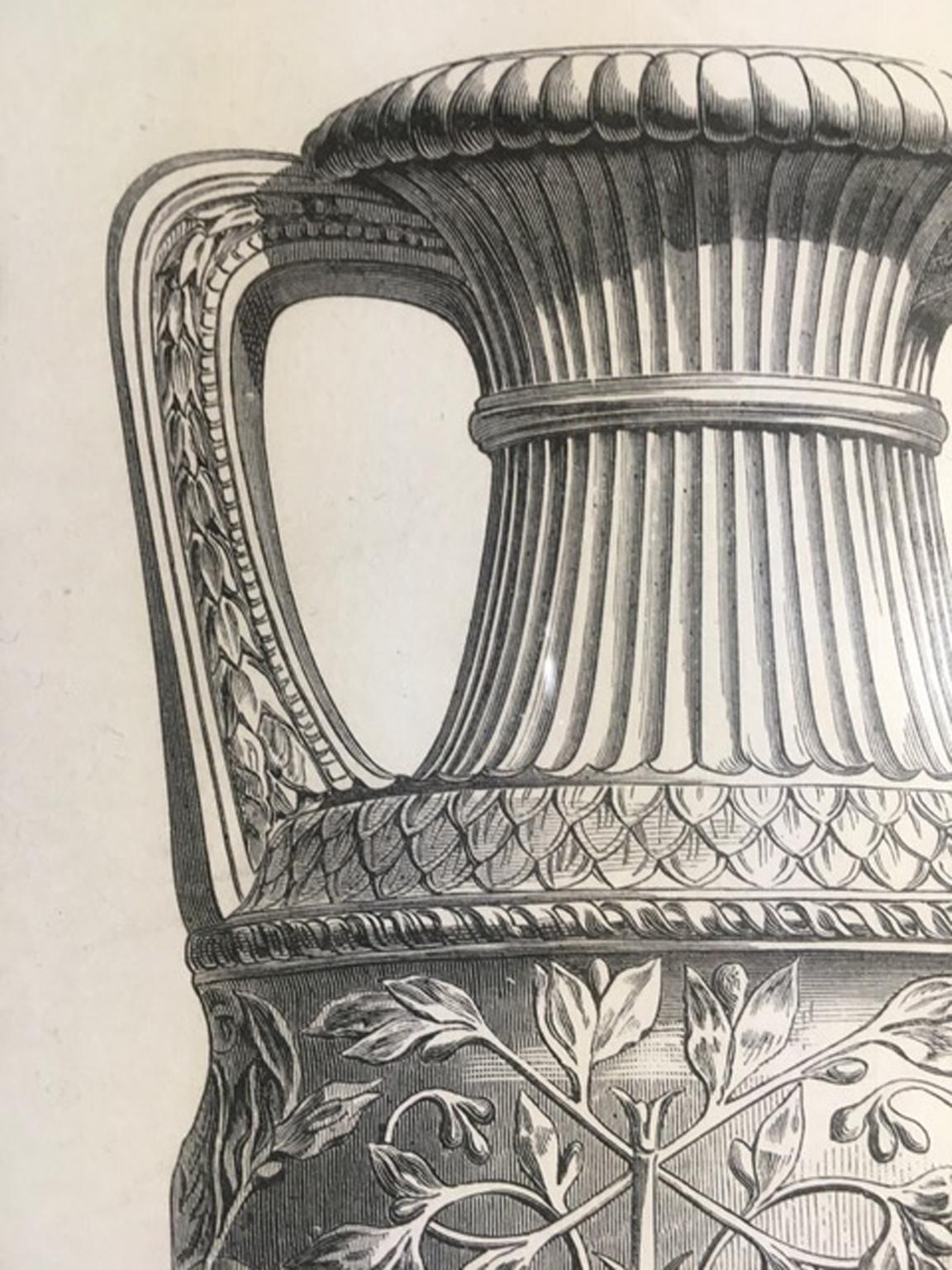 Antike römische Marmorurnen im neoklassizistischen Schwarz-Weiß-Druck, 1850 im Angebot 2