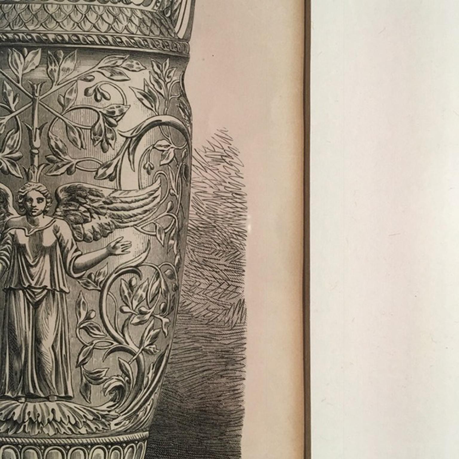 Antike römische Marmorurnen im neoklassizistischen Schwarz-Weiß-Druck, 1850 im Angebot 7
