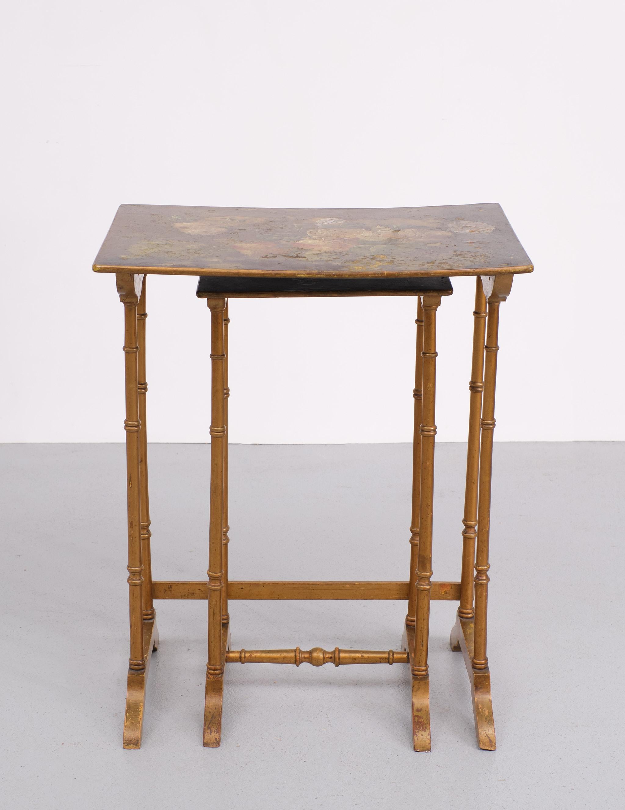Wood France Art Nouveau Side Tables Japonisme Style, 1925  For Sale