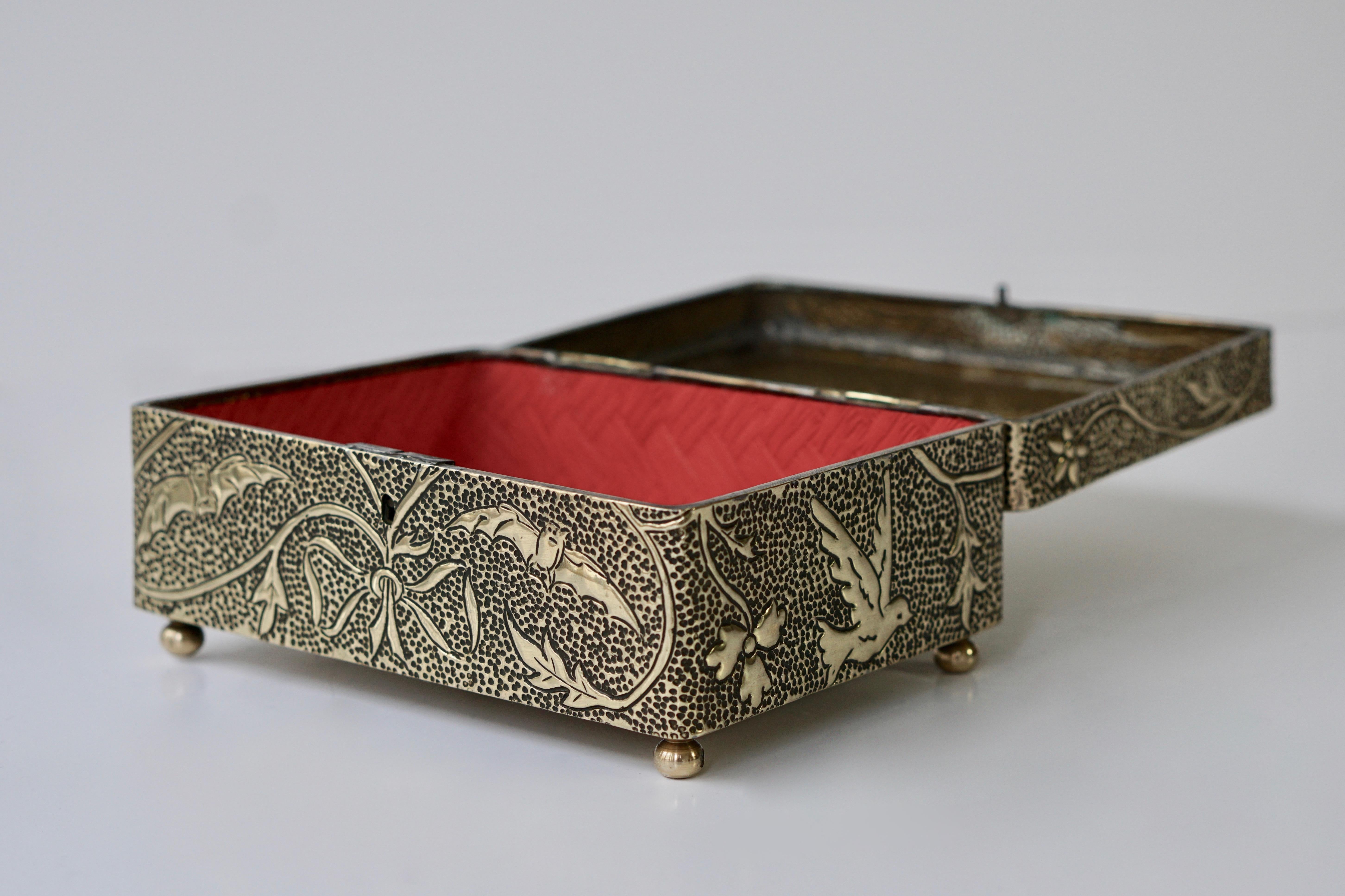 Copper France Art Nouveau Silvered Jewelry Box Casket, circa 1900 For Sale