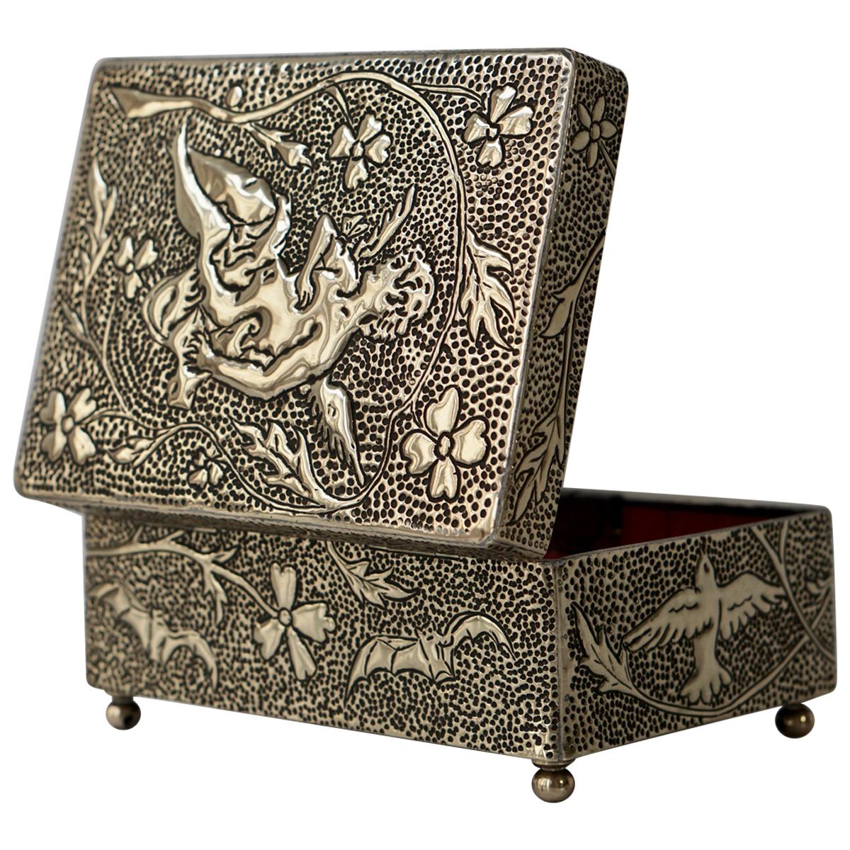 Large Art Nouveau Style Casket Box Jewelry Box
