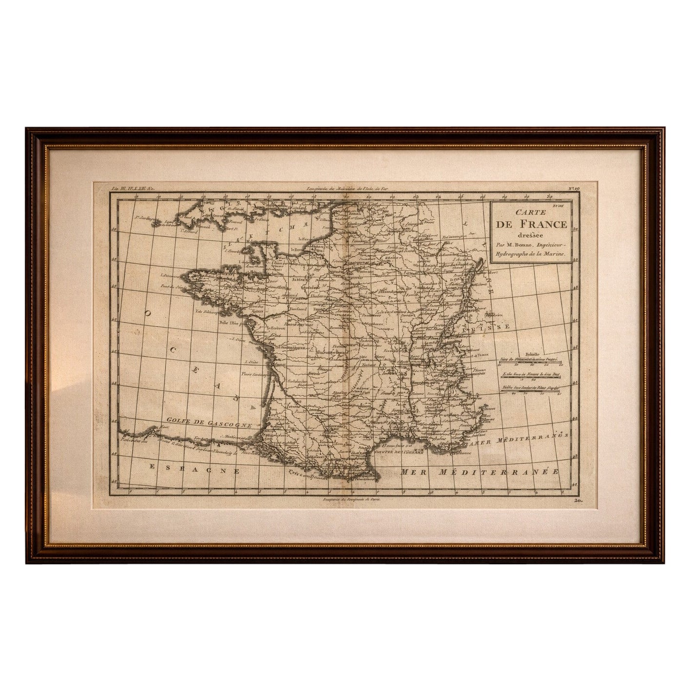France at the Age of Enlightenment – Rigobert Bonne Antique Map, c.1780