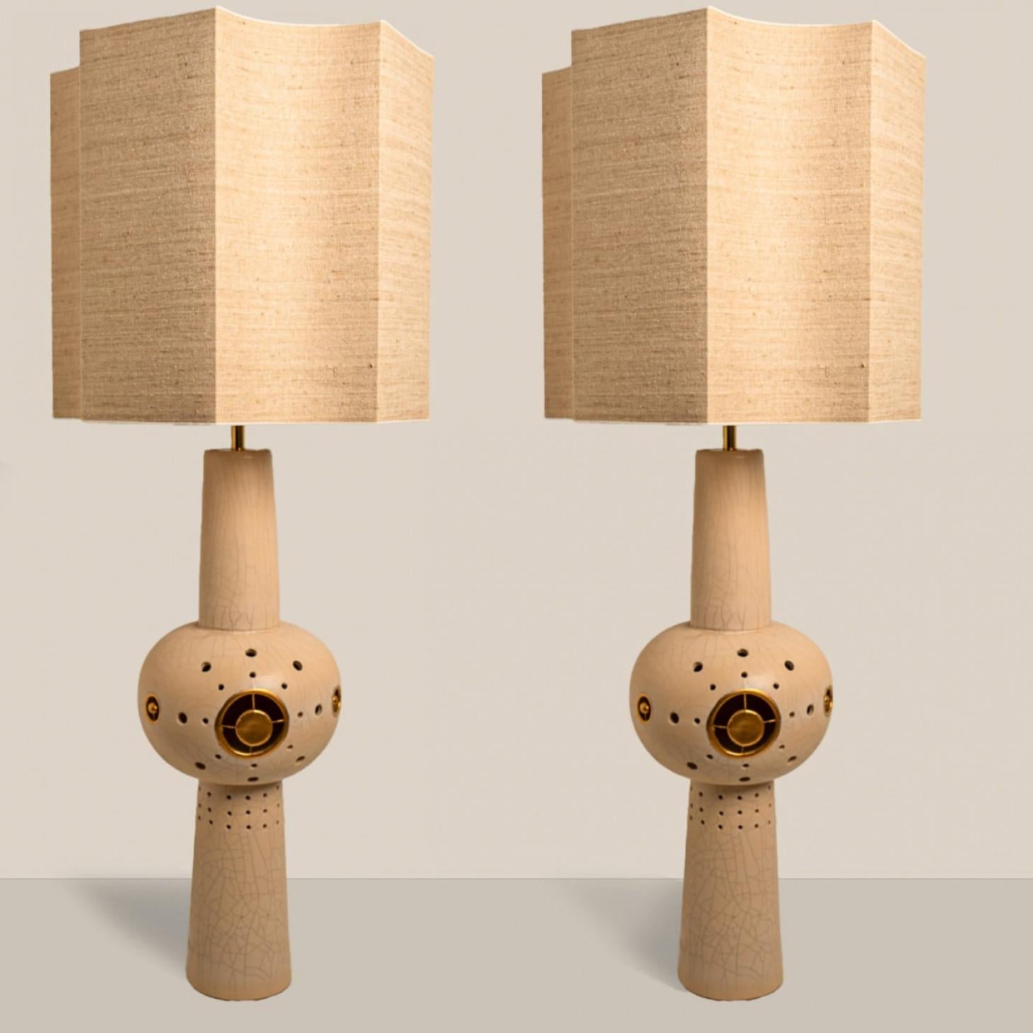 Lámpara de Pie XL de Cerámica Marrón Beige Francia Otro en venta